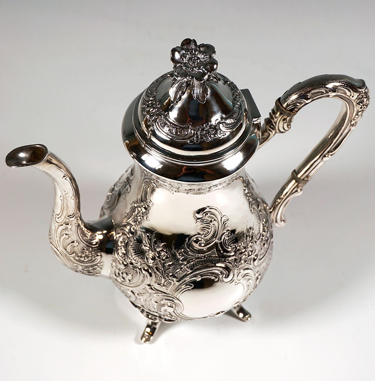 Art Nouveau Silver Coffee Pot With Rocaille Decoration, Germany, Around 1915 photo vinterior