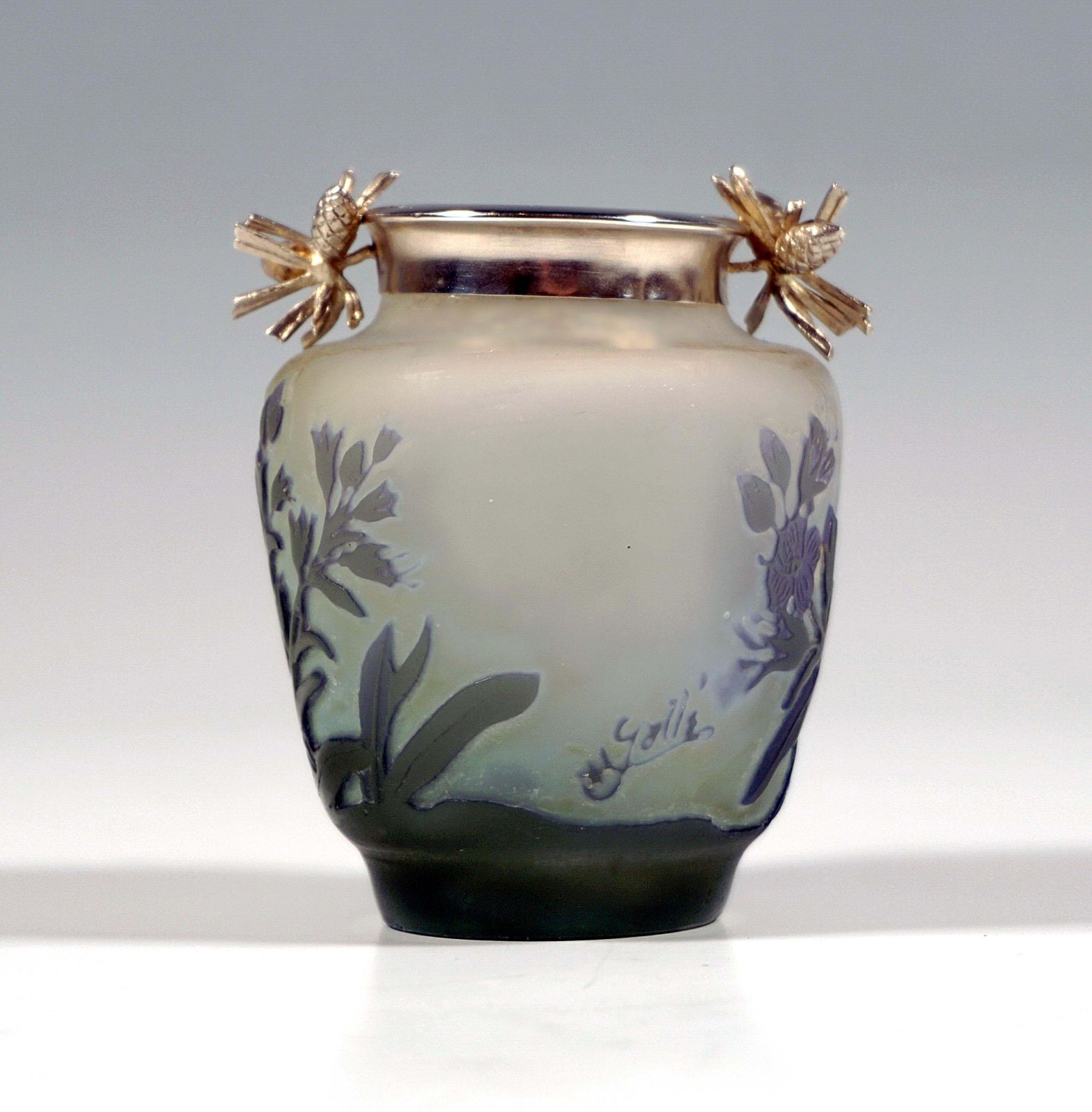 émile Gallé Art Nouveau Cameo Vase With Silver Mounting, Nancy, France 1904 photo furniture