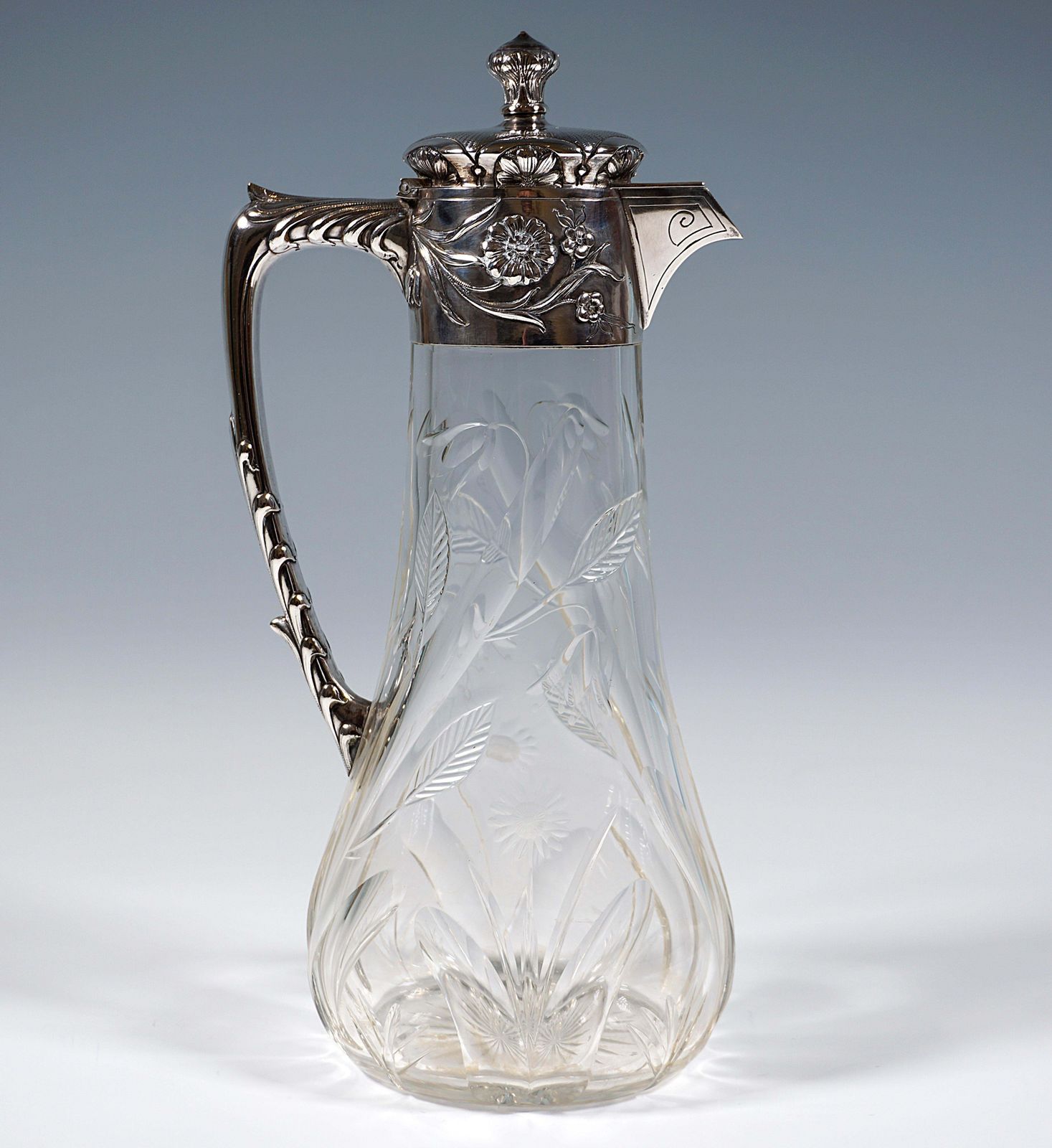 Art Nouveau Cut Glass Carafe With Silver Mount, By Vincenz Carl Dub, Vienna 1900 photo furniture