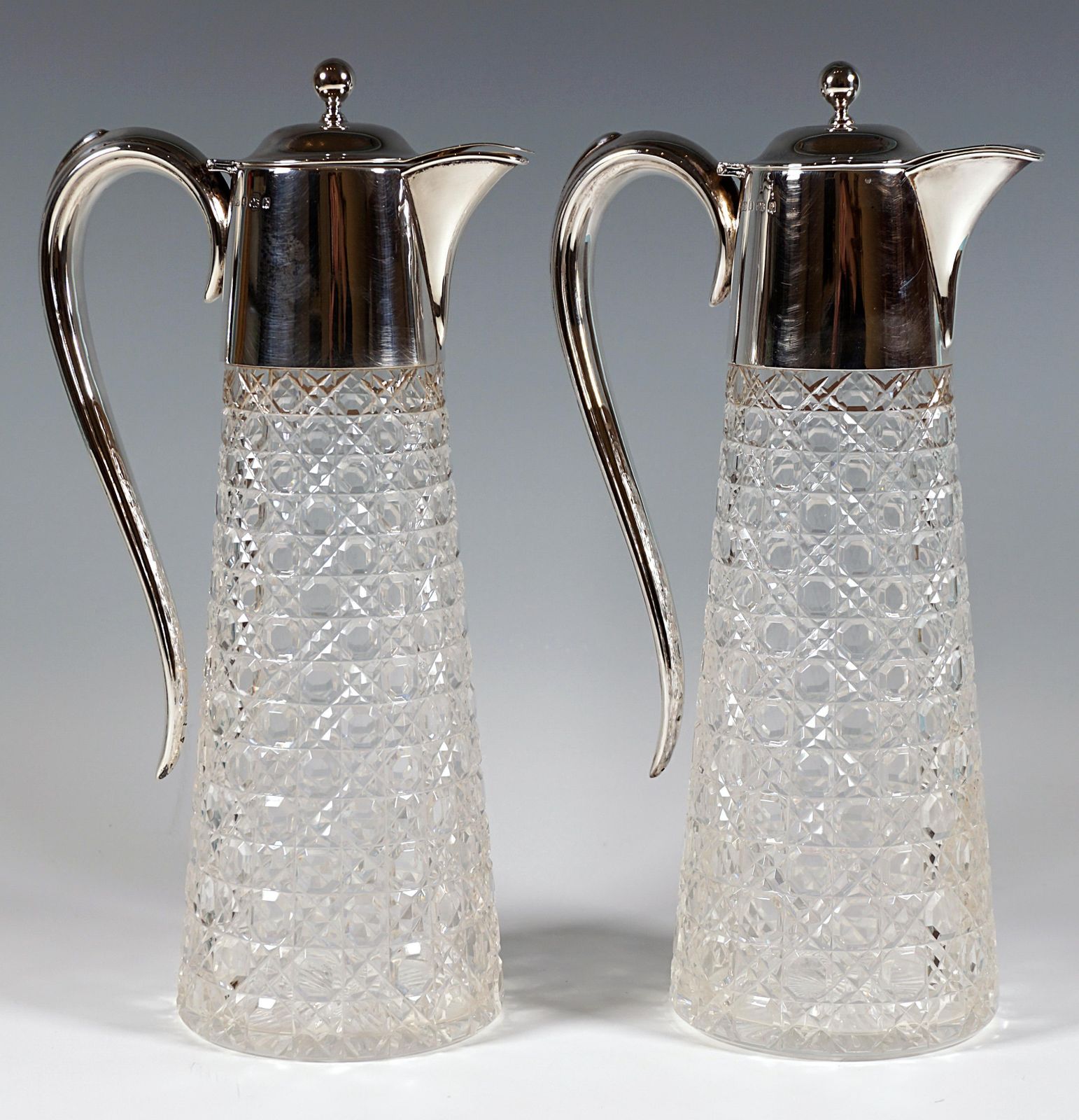 Pair Of Art Nouveau Carafes With Silver Mount By Barker Brothers Birmingham 1901 photo furniture