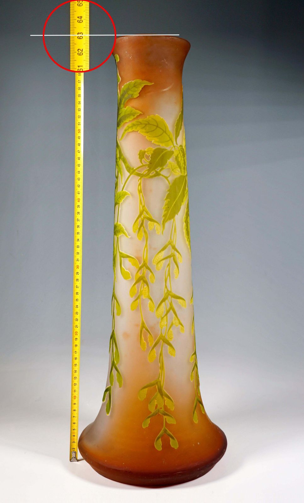 Large émile Gallé Art Nouveau Cameo Vase, Ash Maple Decor, France, Circa 1910 photo buy