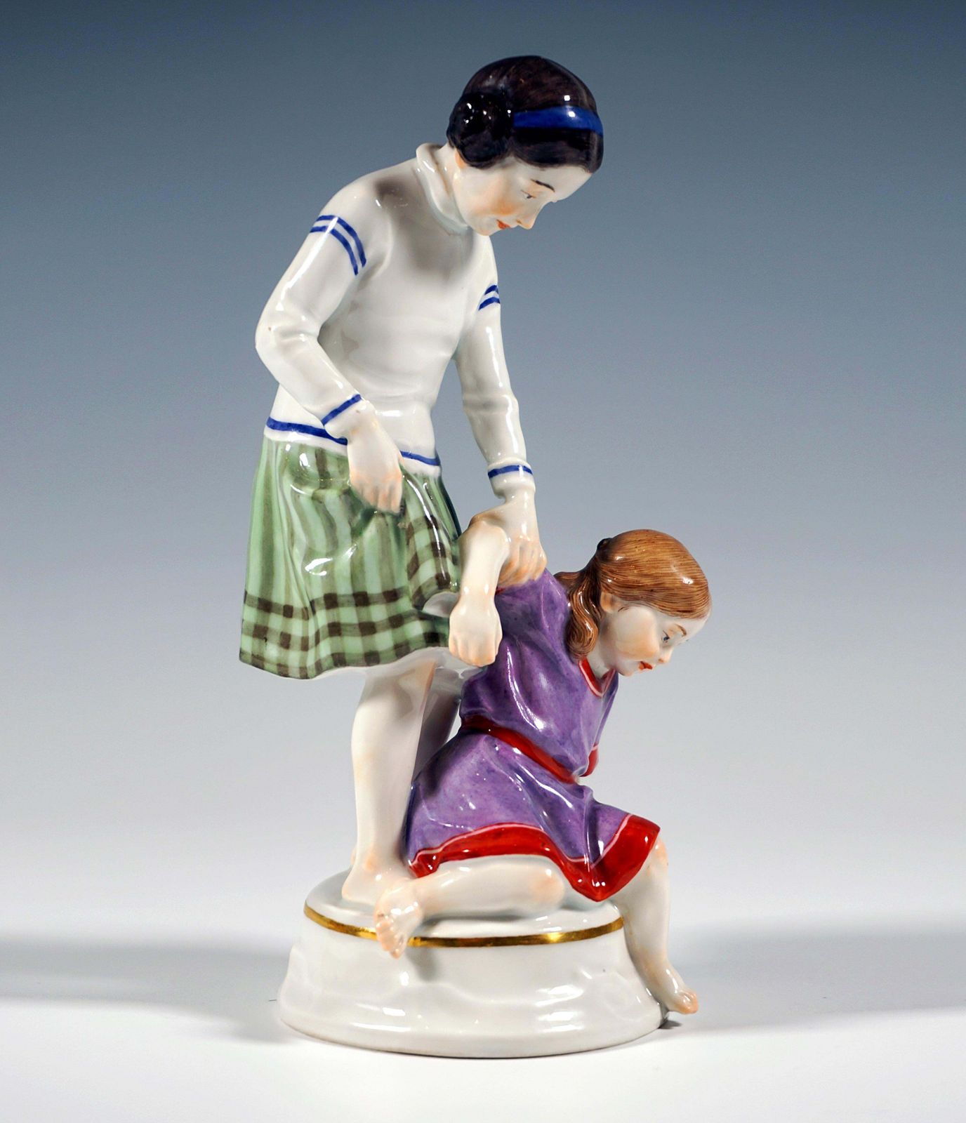 Art Nouveau Children Group 'Two Girls', By A. Koenig, Meissen Germany, Ca 1940 photo furniture
