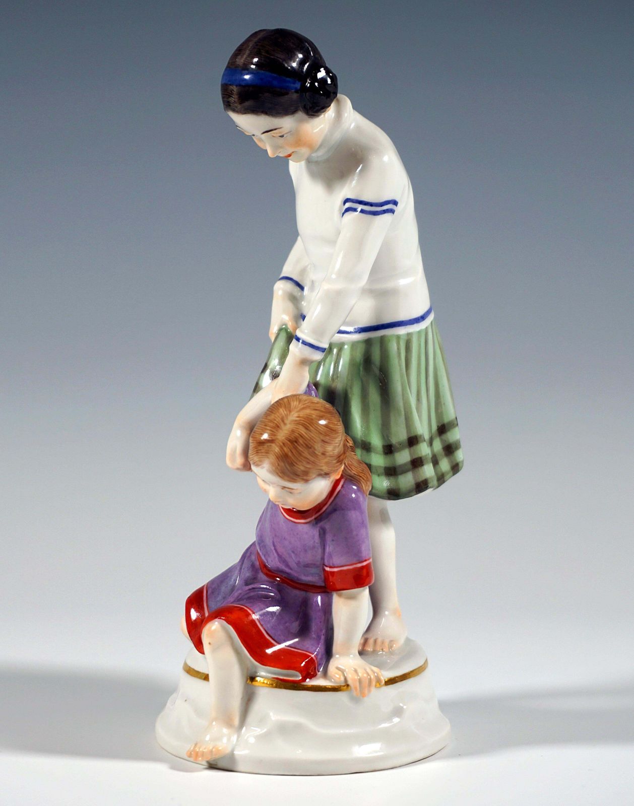 Art Nouveau Children Group 'Two Girls', By A. Koenig, Meissen Germany, Ca 1940 photo Home Decor