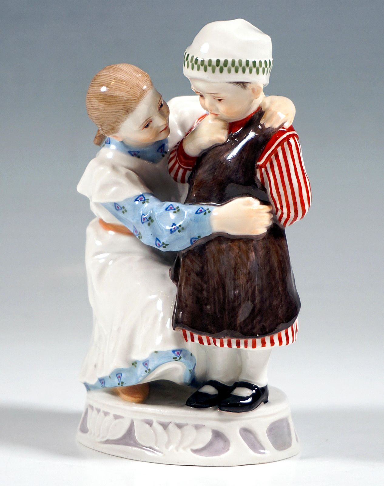Art Nouveau Children Group Girl With Child A. Koenig, Meissen Germany, C 1905 photo 2442.0