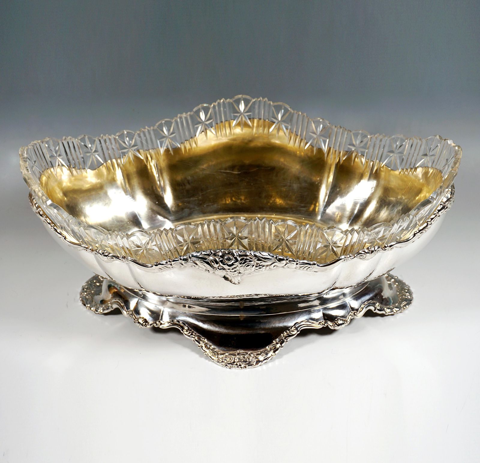 Art Nouveau Silver Jardinière With Cut Glass Liner, Theodor Müller Germany C1900 photo for sale