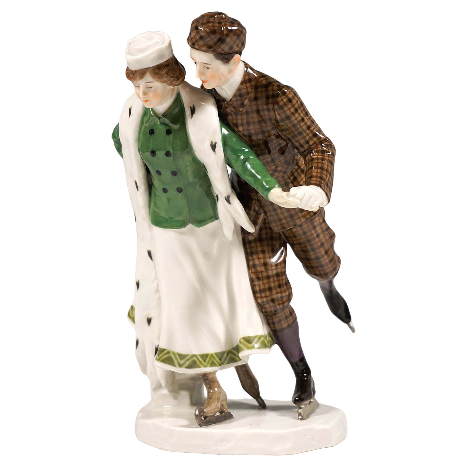 Art Nouveau Figure Group 'Ice Scaters', By Alfred Koenig, Meissen Germany, 1910