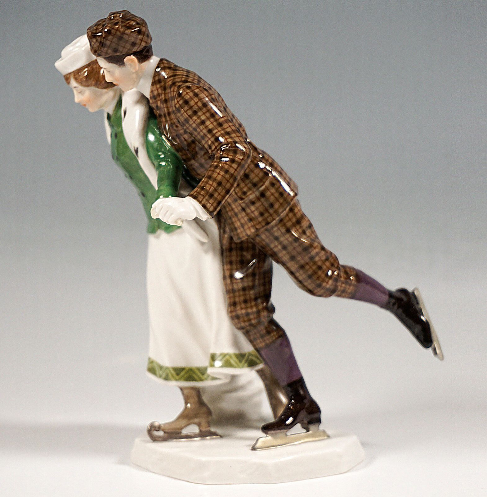 Art Nouveau Figure Group 'Ice Scaters', By Alfred Koenig, Meissen Germany, 1910 photo furniture