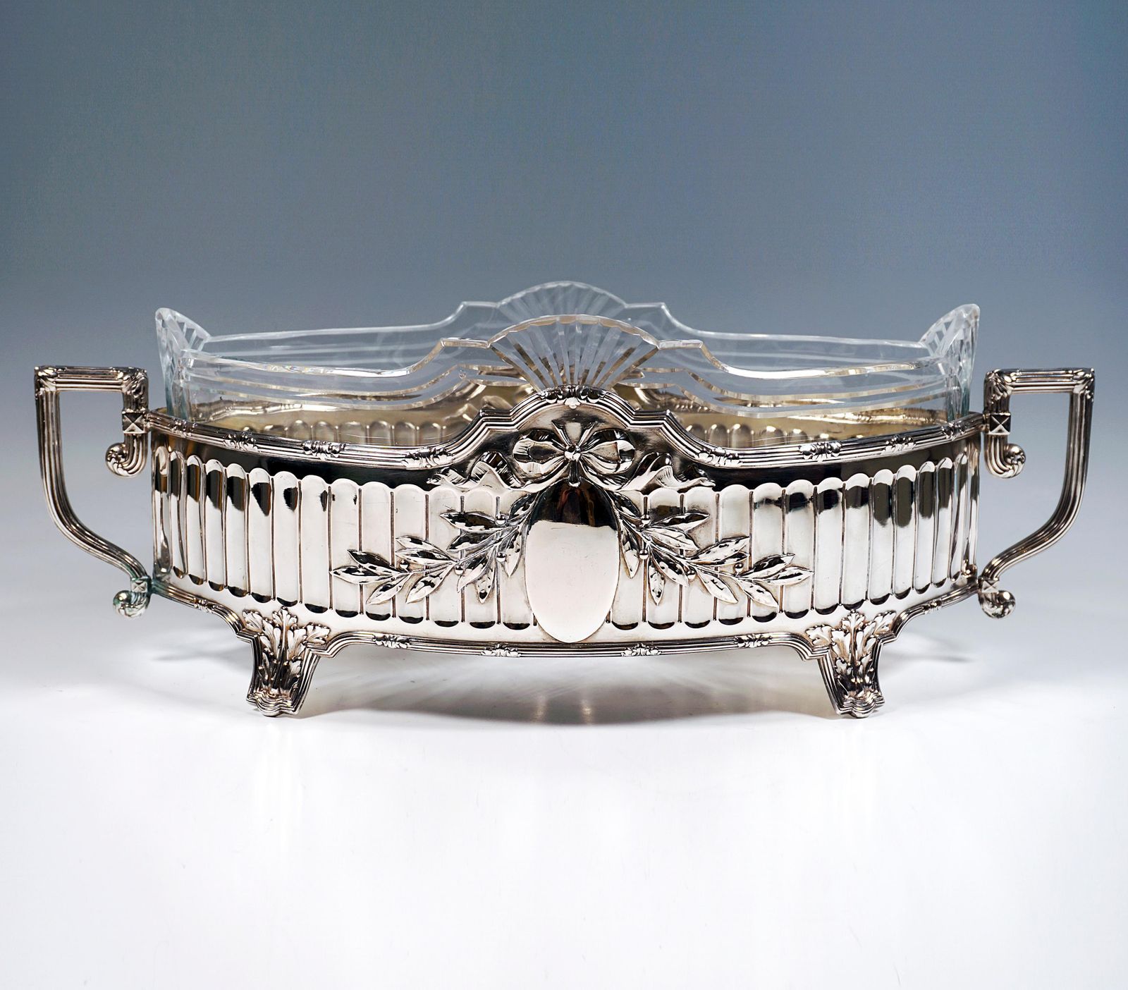 Art Nouveau Silver Jardinière In Navette Form, Koch & Bergfeld Germany, Ca 1900 photo buy