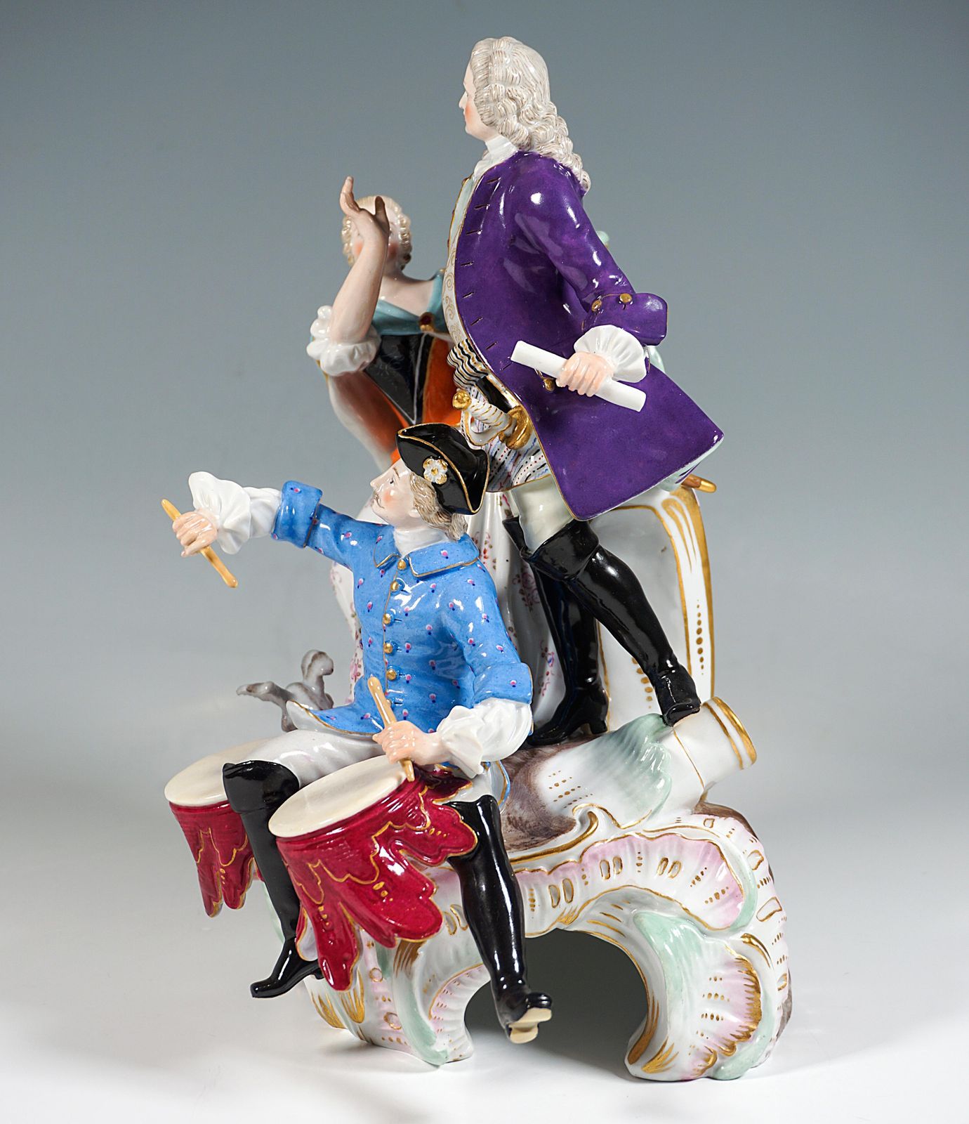 Meissen Genre Love Group With Drum Beater, By F.E. Meyer, Germany Circa 1850 photo vinterior