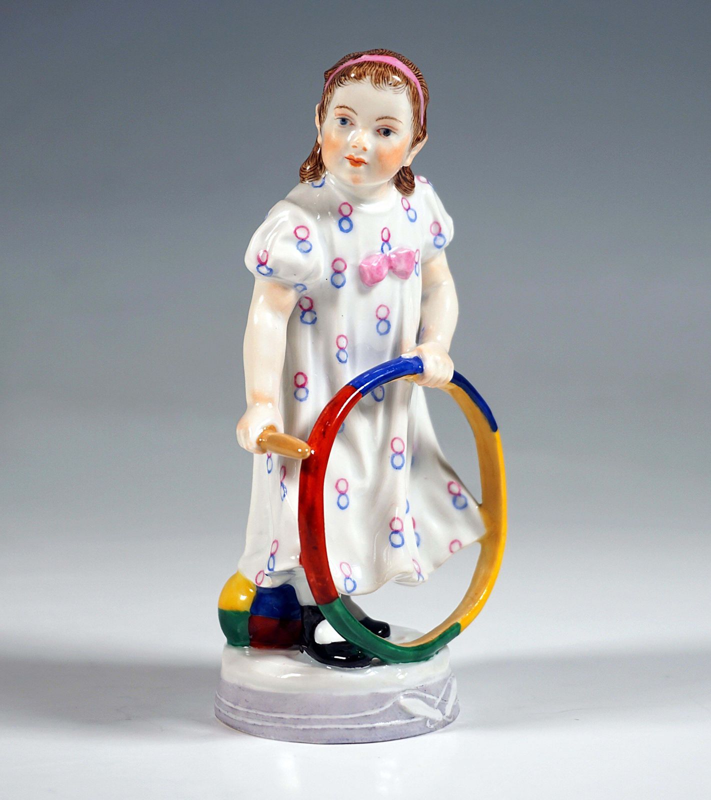 Meissen Art Nouveau Figurine Pair Boy & Girl With Hoops, A. Koenig, C 1910 photo buy