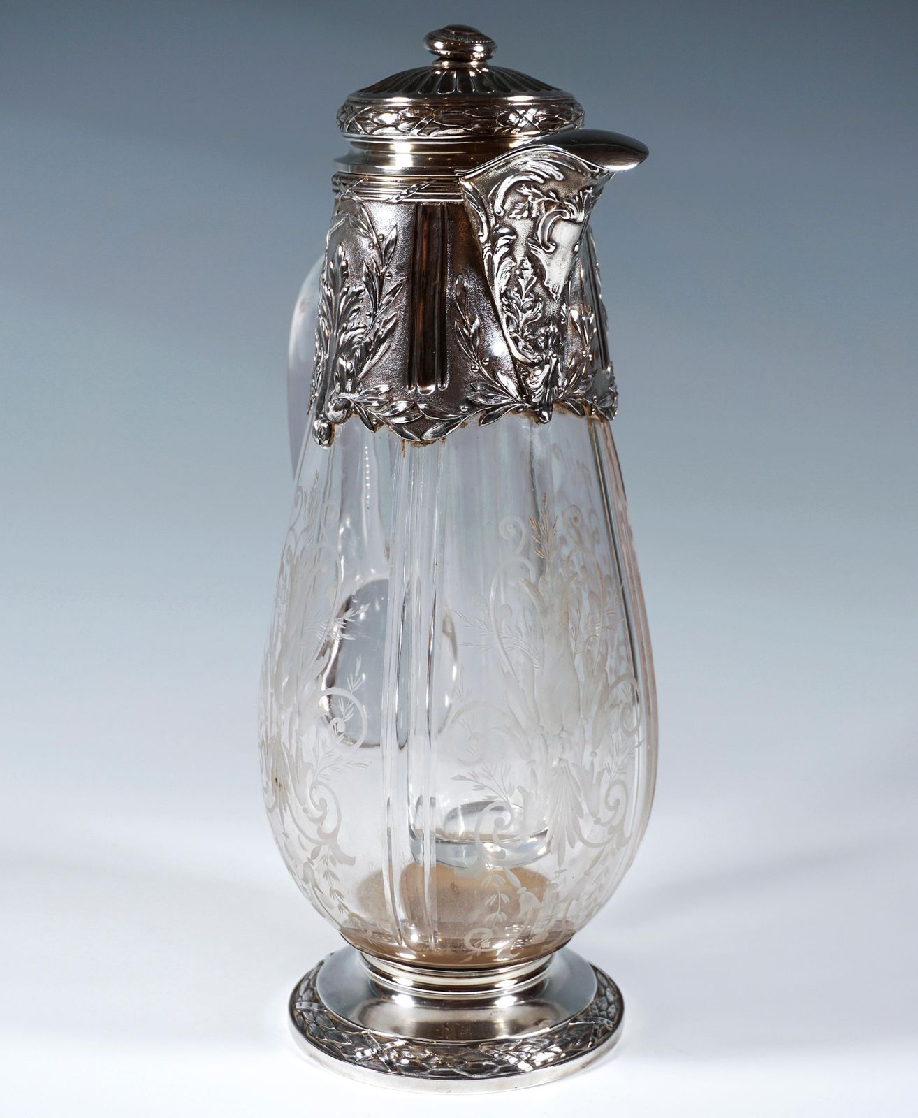 Art Nouveau Glass Carafe Silver Fittings Cold Duck Maillard Frères & Vazou Paris photo for sale