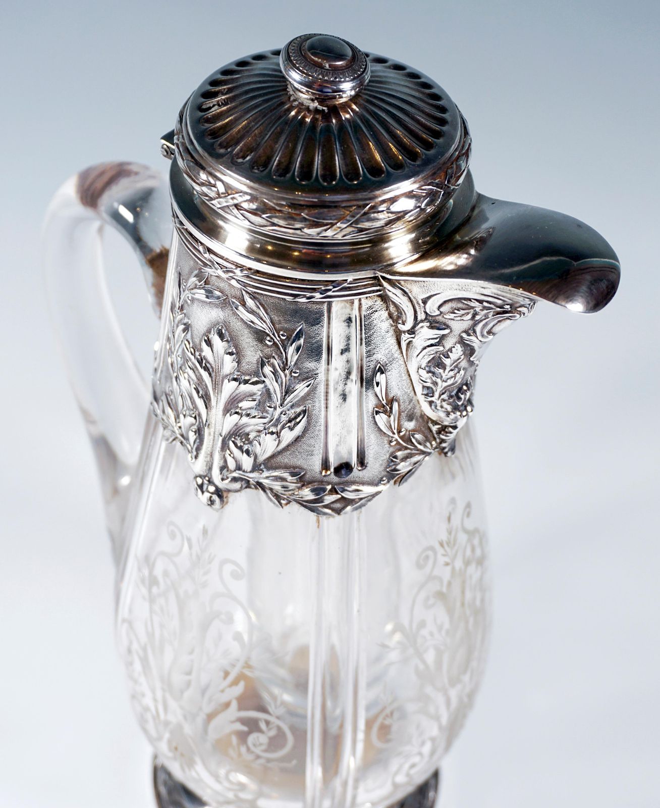 Art Nouveau Glass Carafe Silver Fittings Cold Duck Maillard Frères & Vazou Paris photo Home Decor