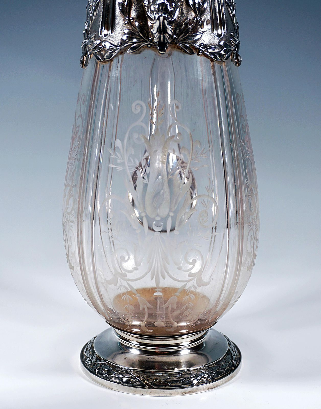 Art Nouveau Glass Carafe Silver Fittings Cold Duck Maillard Frères & Vazou Paris photo vintage