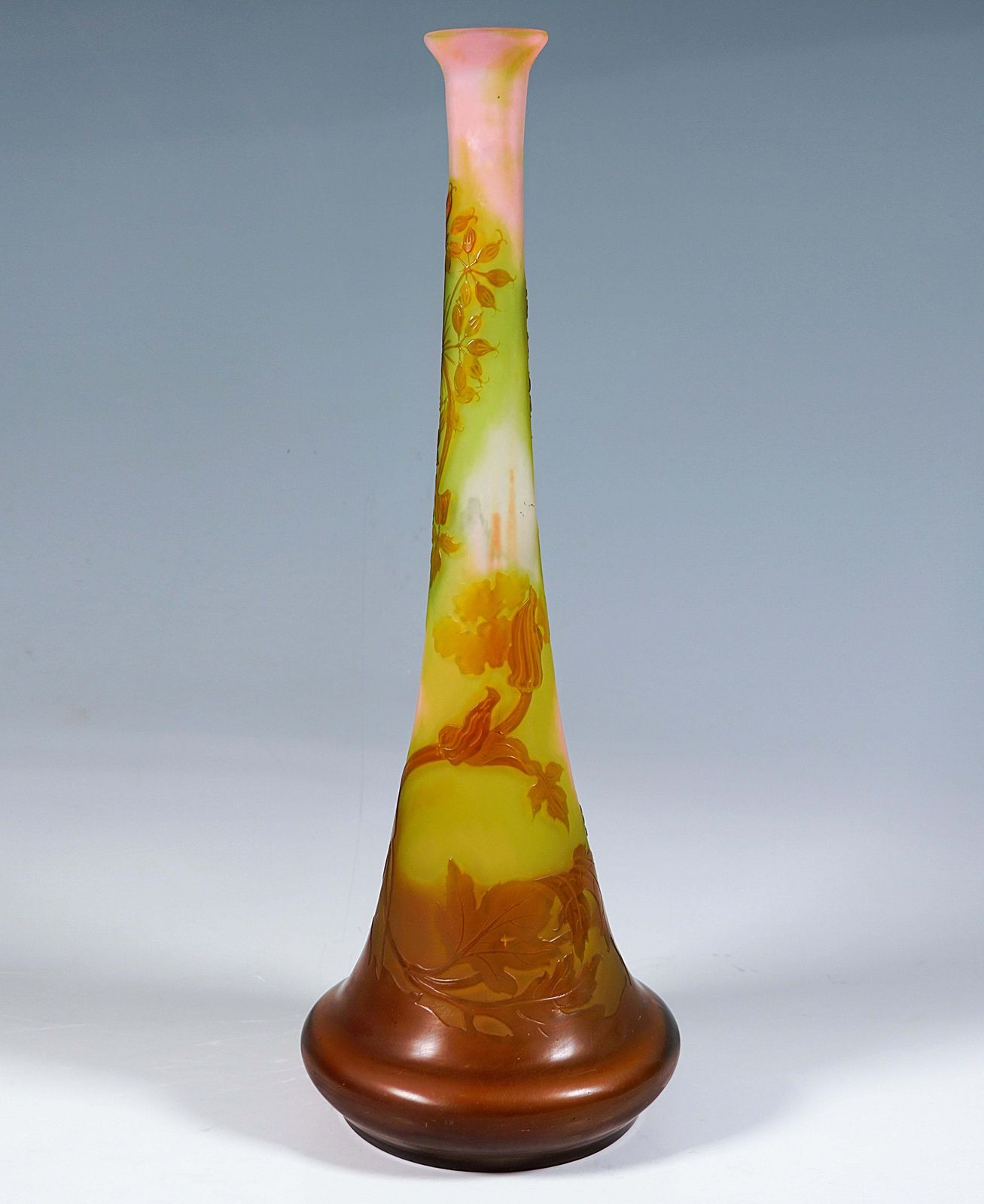Large émile Gallé Art Nouveau Cameo Vase, Umbellifers Decor, France, Circa 1904 photo furniture