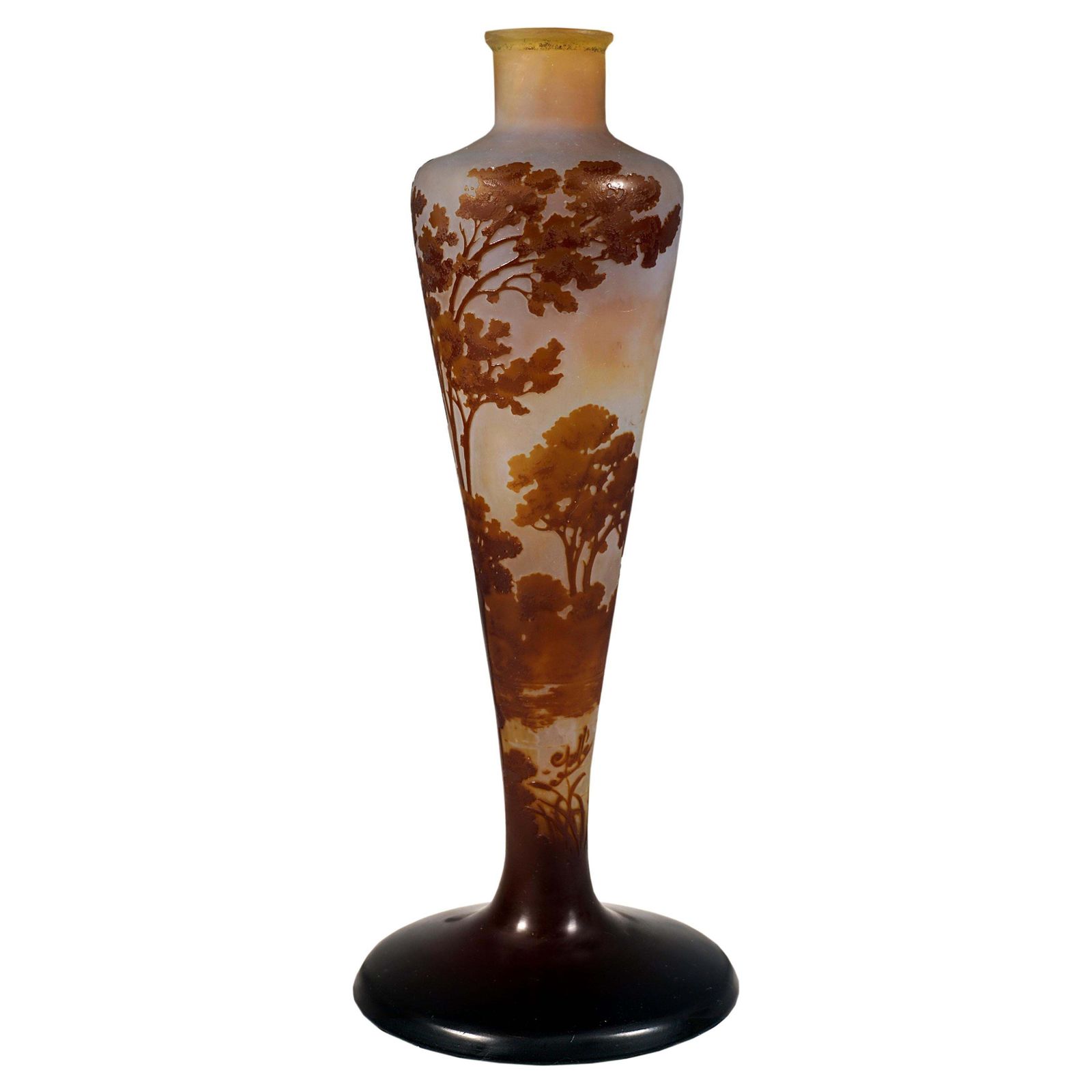 émile Gallé Art Nouveau Cameo Vase, Seascape Decor, France, Circa 1904