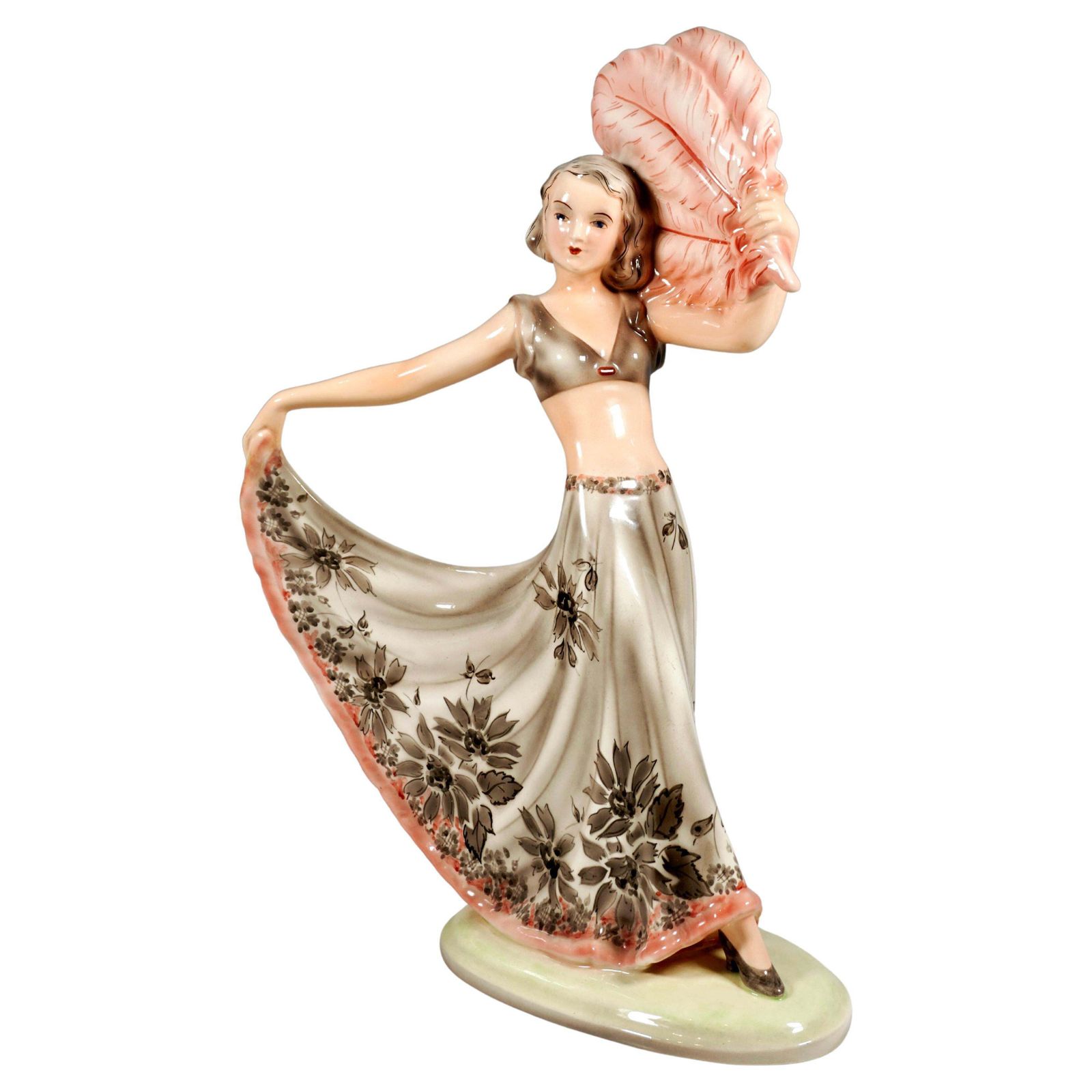 Goldscheider Art Deco Figurine, 'Fan Dance', By Josef Lorenzl, Around 1938