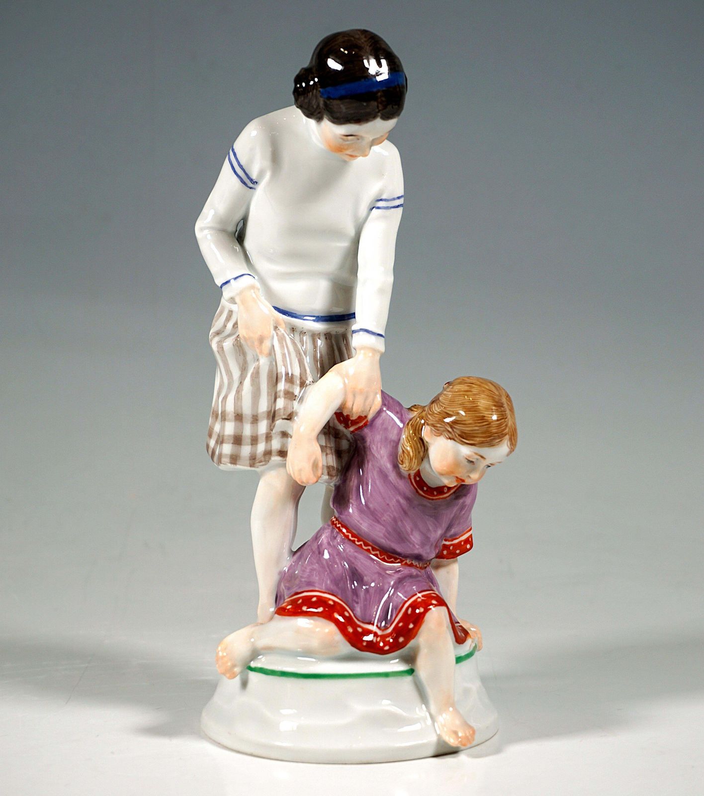Art Nouveau Children Group 'Two Girls', By A. Koenig, Meissen Germany, Ca 1912 photo furniture