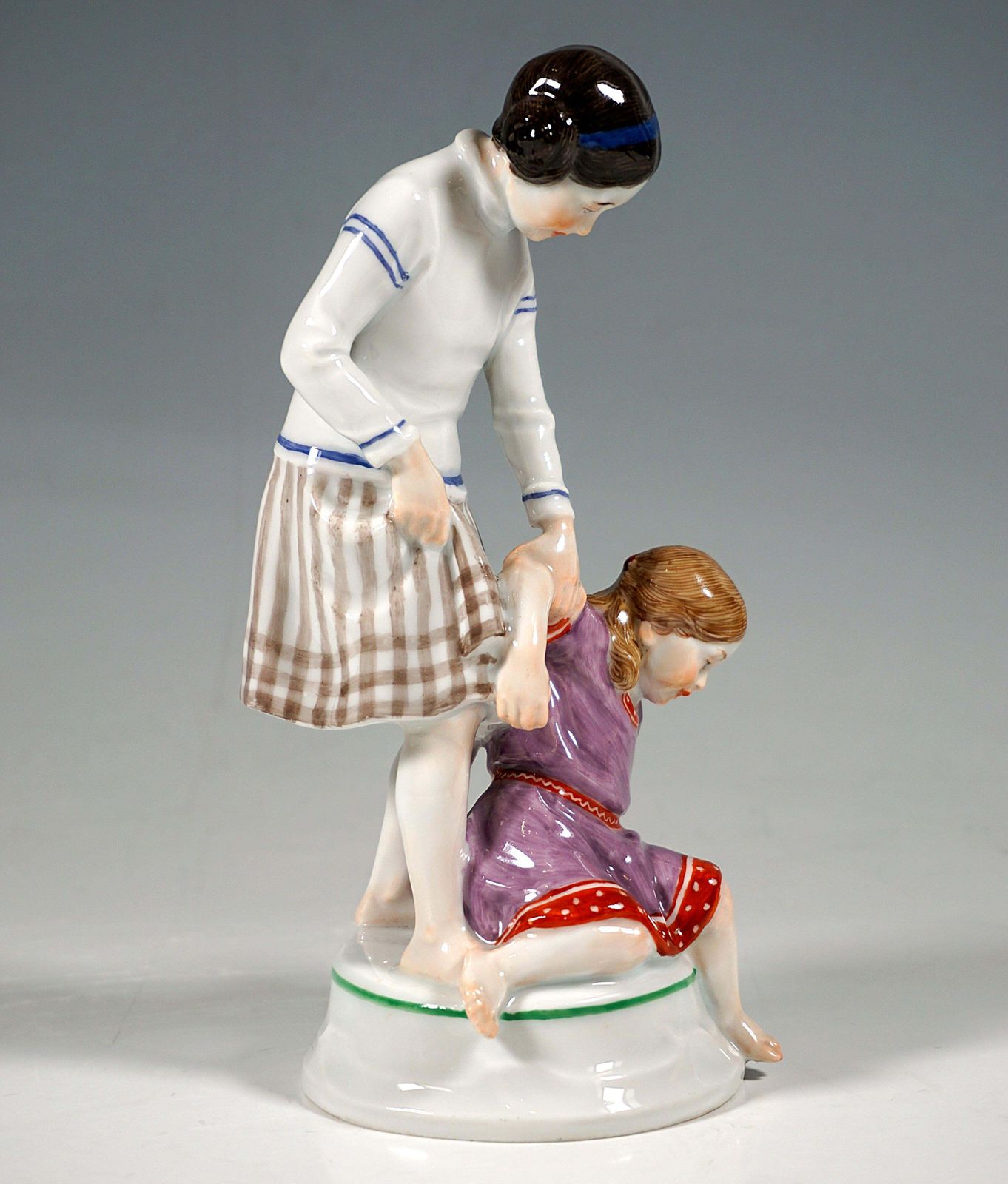 Art Nouveau Children Group 'Two Girls', By A. Koenig, Meissen Germany, Ca 1912 photo for sale