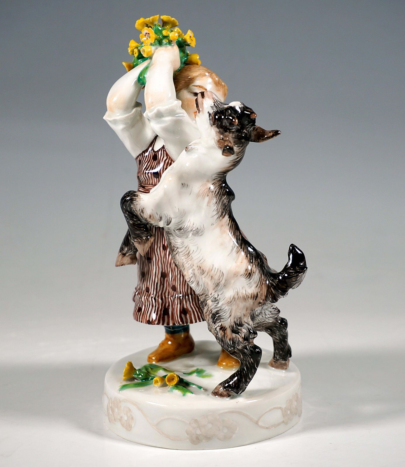 Art Nouveau Group 'Girl With Goat', By Erich Hoesel, Meissen Germany, Ca 1905 photo furniture