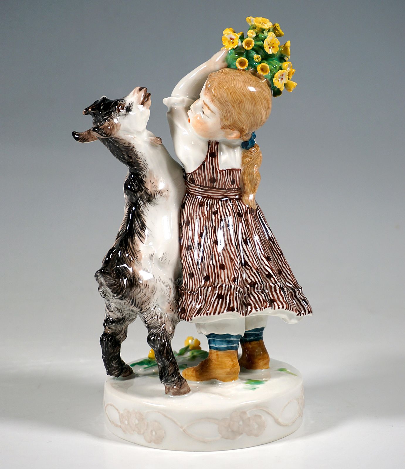Art Nouveau Group 'Girl With Goat', By Erich Hoesel, Meissen Germany, Ca 1905 photo for sale