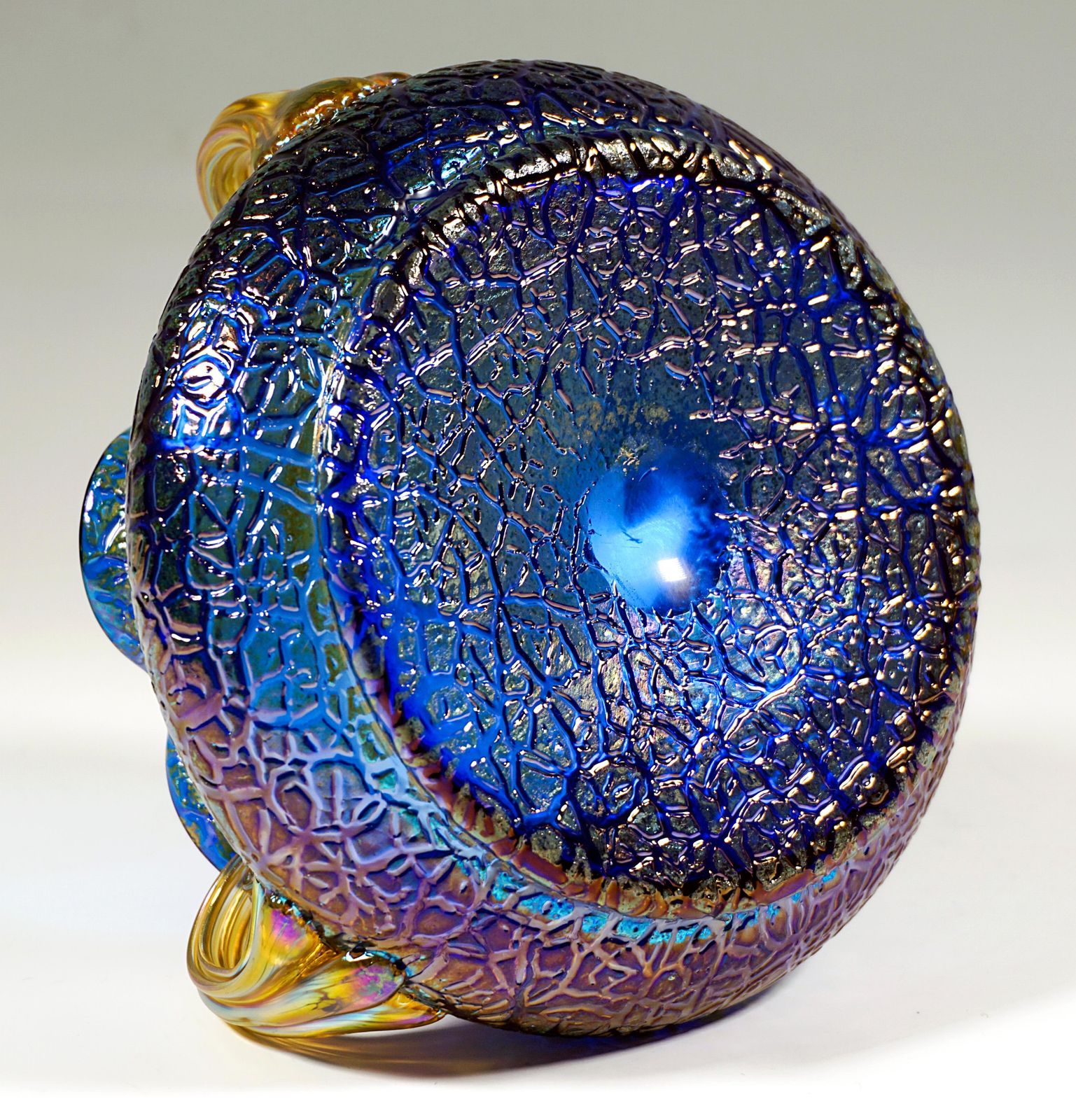 Loetz Art Nouveau Vase Cobalt Mimosa With 3 Handles, Austria Hungary, Circa 1911 photo buy