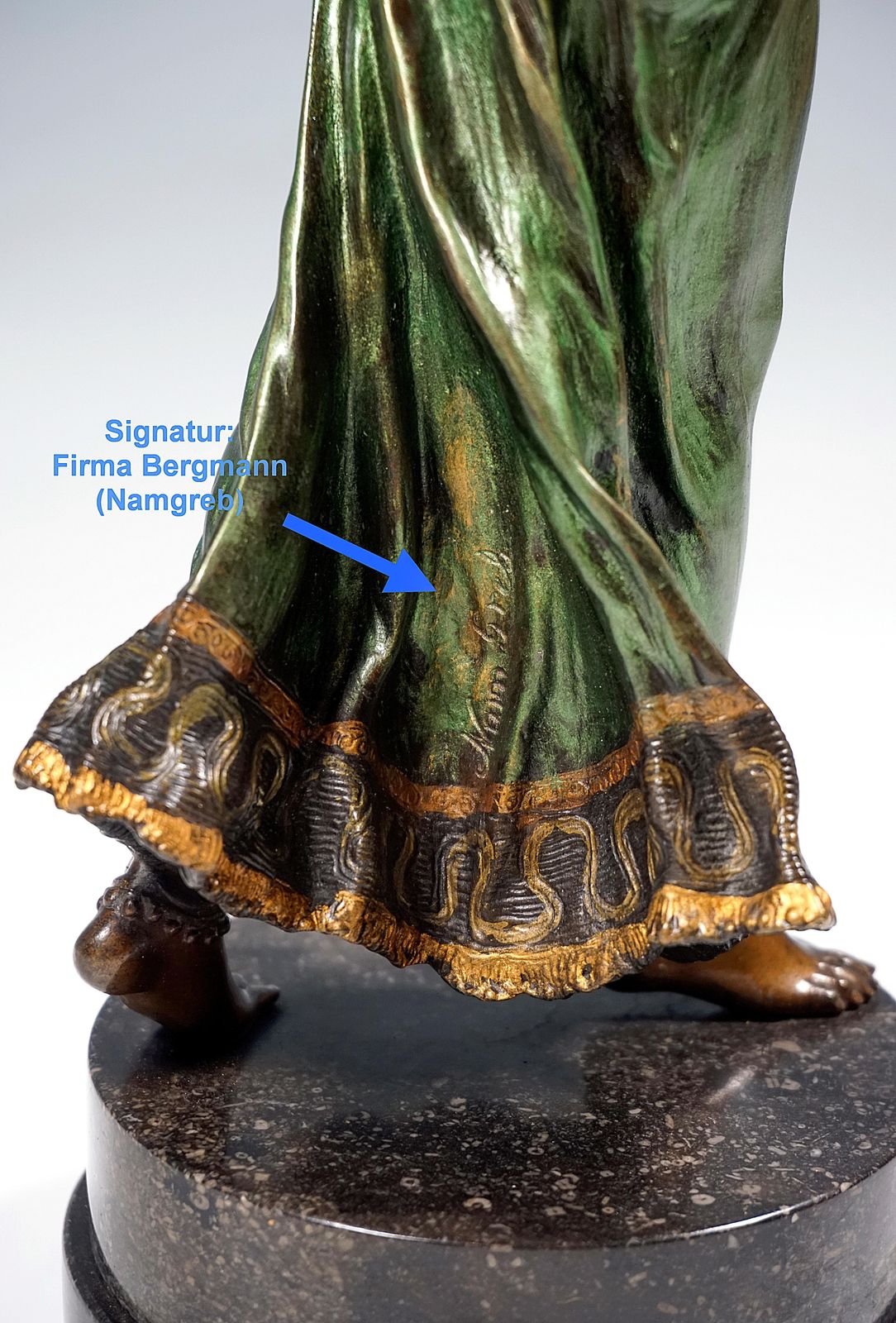 photo for sale Viennese Bronze, Snake Dancer On Marble Base, By Franz Bergmann, Around 1910