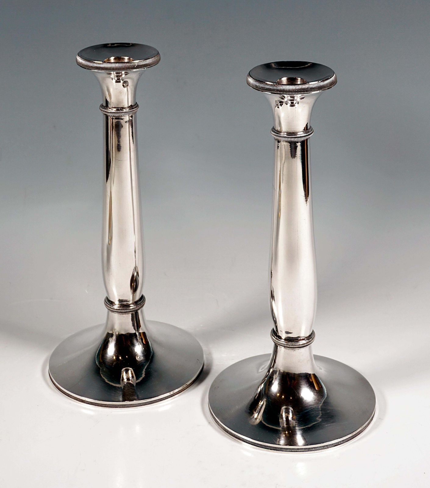 Pair Of Antique Wien Vienna Silver Candle Holders, By Leopold Kuhn, Dated 1827 photo furniture