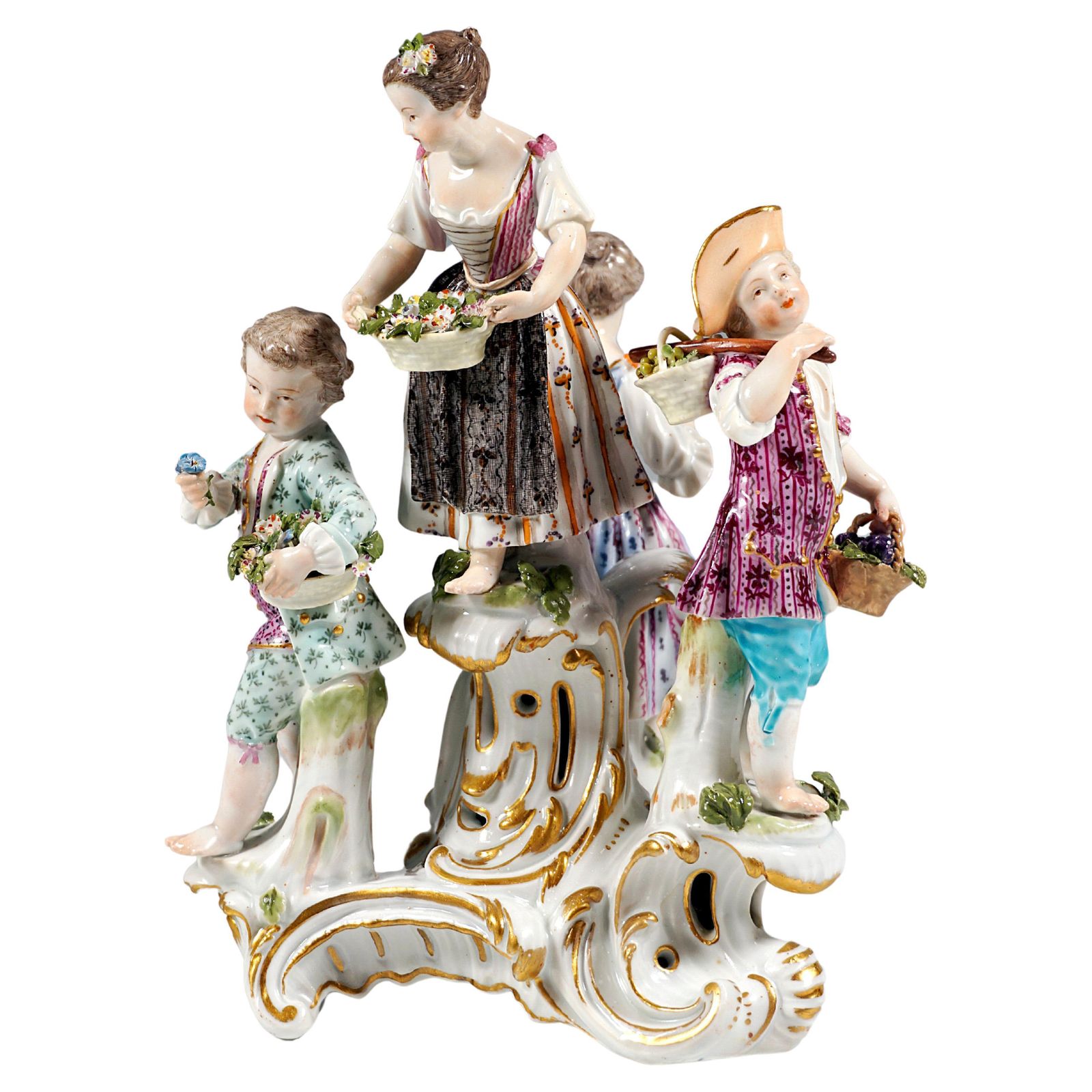 Early Meissen Round Group Of Gardener Children, By J.J. Kaendler, 1763 1774