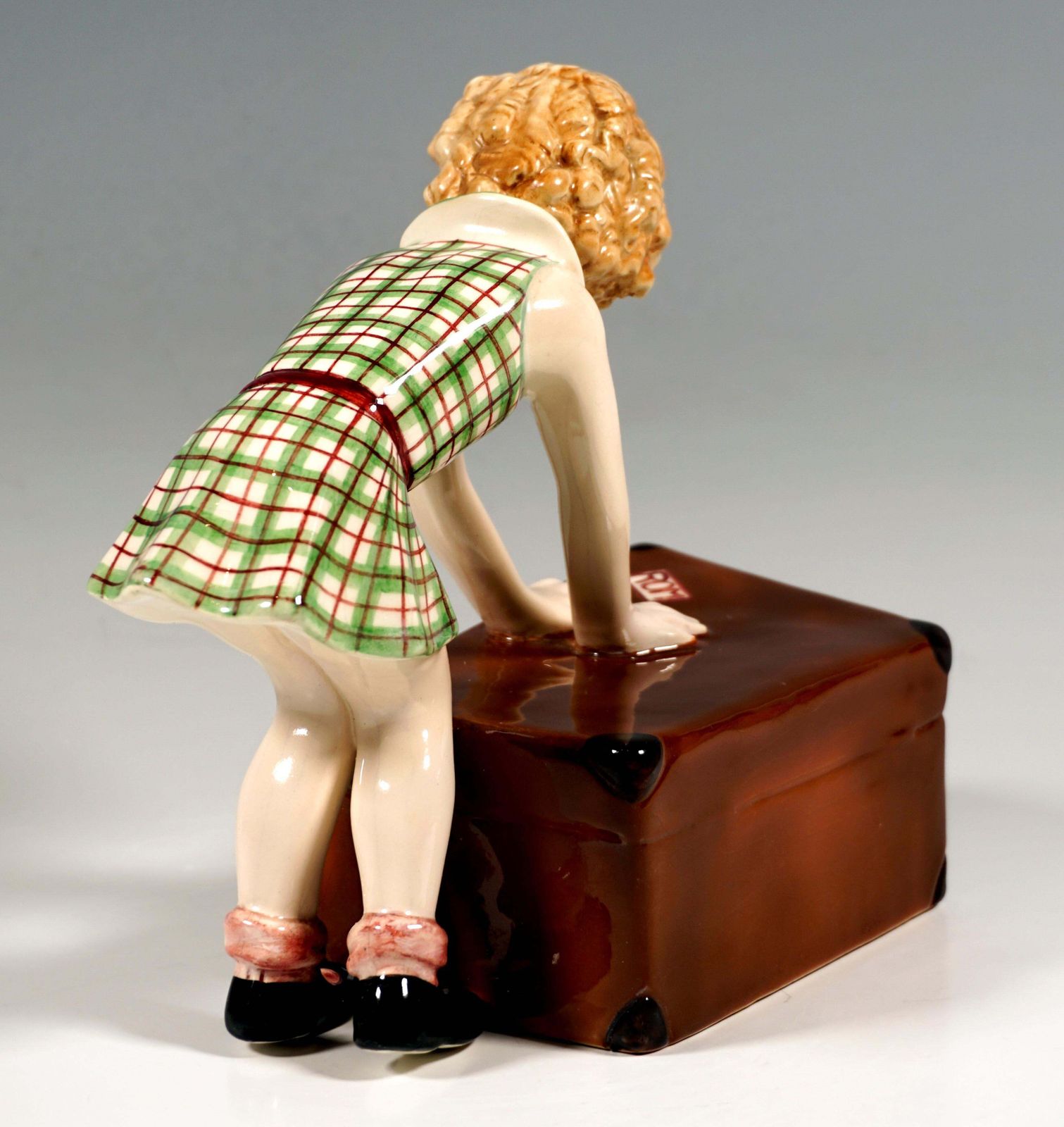 Goldscheider Vienna Child Figurine, Little Girl With Suitcase, By Dakon, C. 1937 photo Home Decor