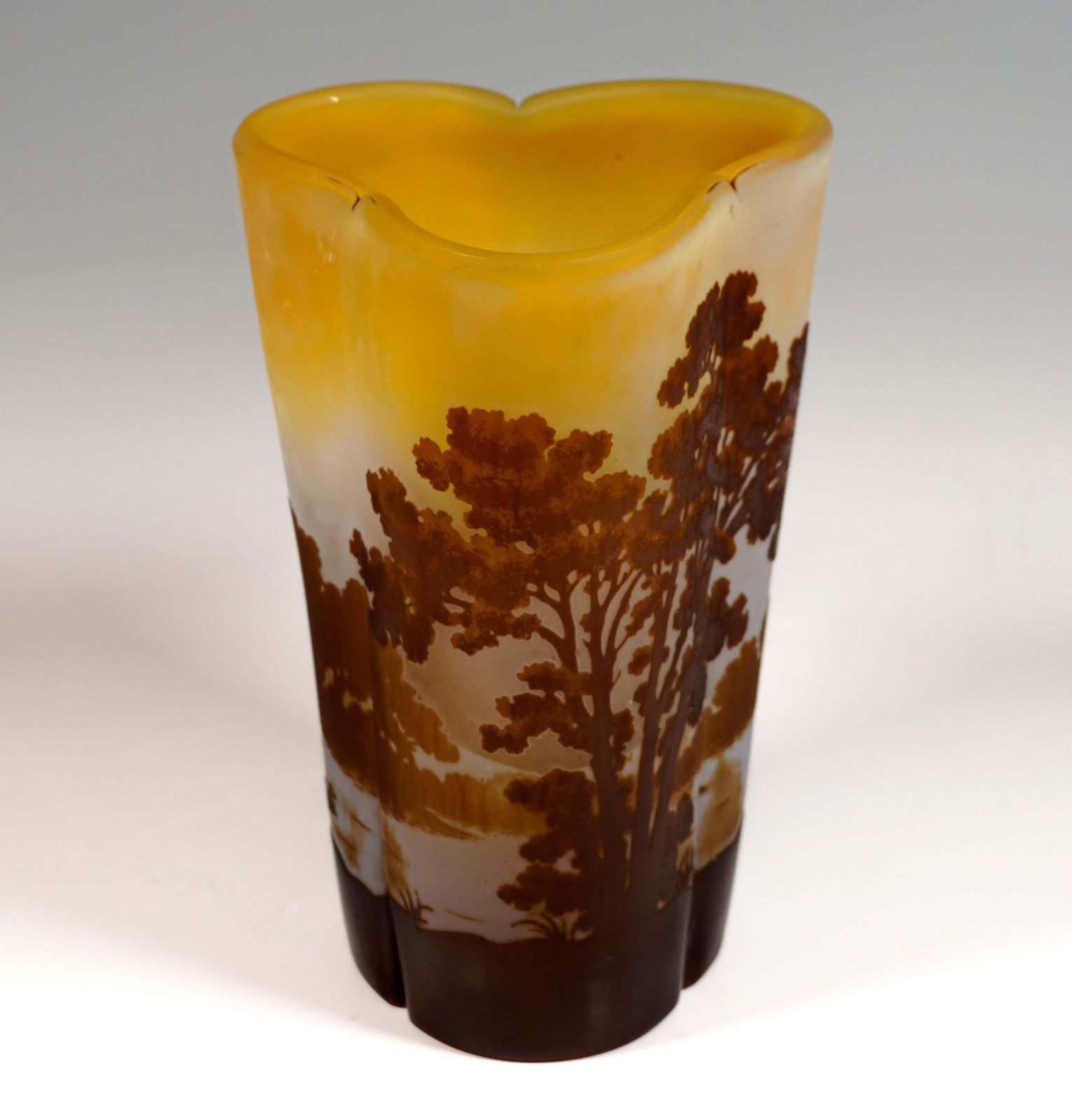 Large émile Gallé Art Nouveau Vase With Pond Landscape Decor, France, 1904/06 photo for sale