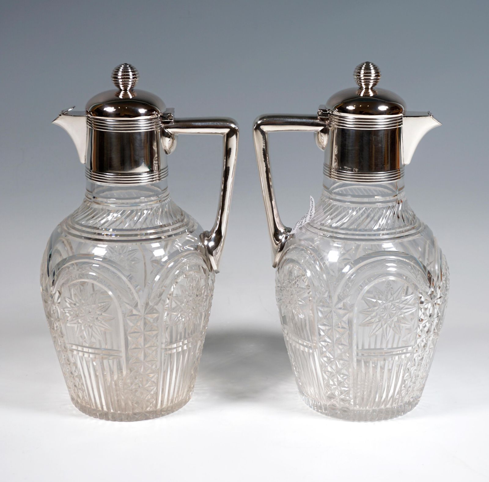 Pair Of Art Nouveau Glass Carafes With Silver Mounts, Koch & Bergfeld, Germany photo furniture