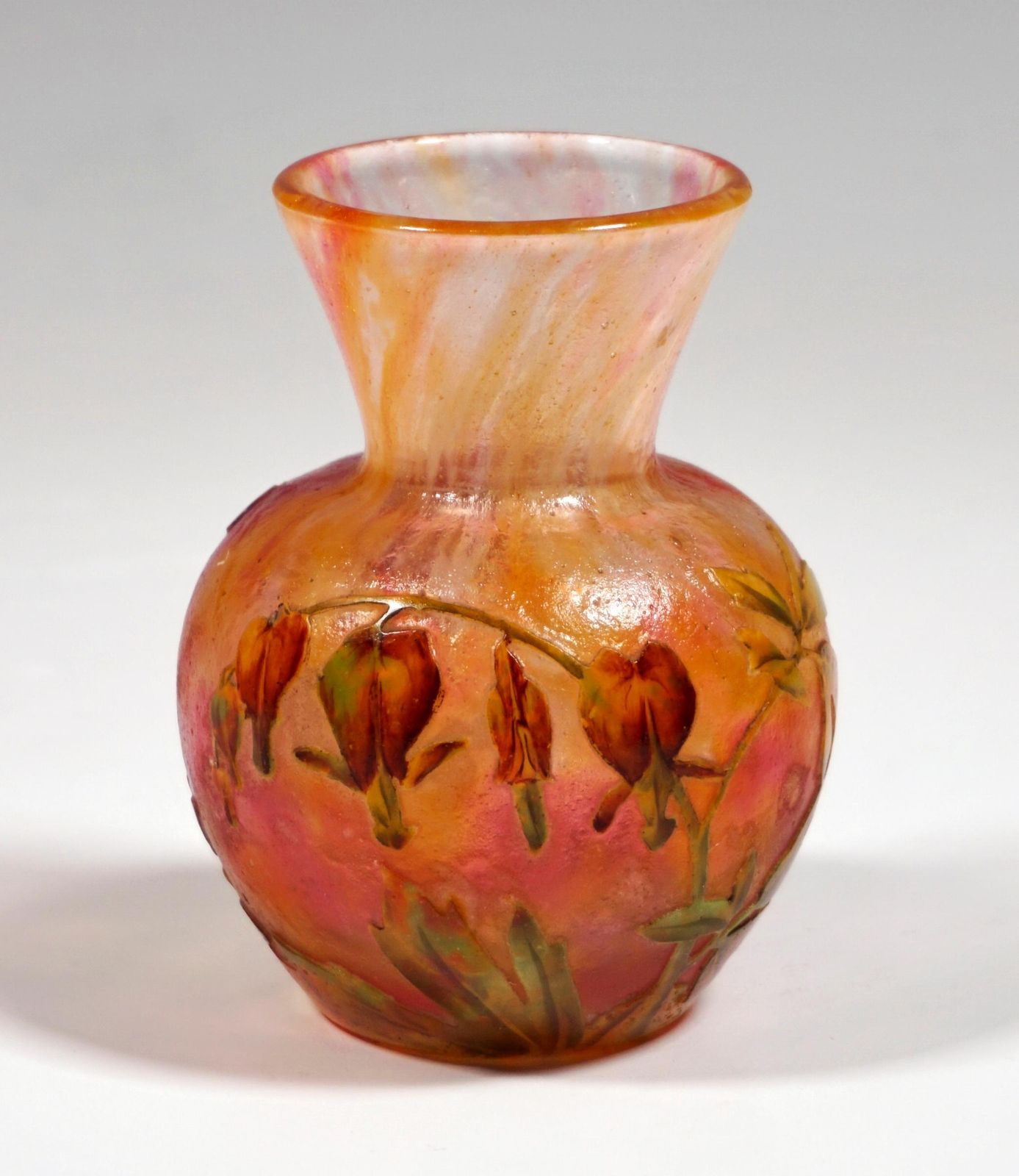 Daum Nancy Art Nouveau Cameo Vase With Bleeding Heart Decor France 1895/1900 photo Home Decor