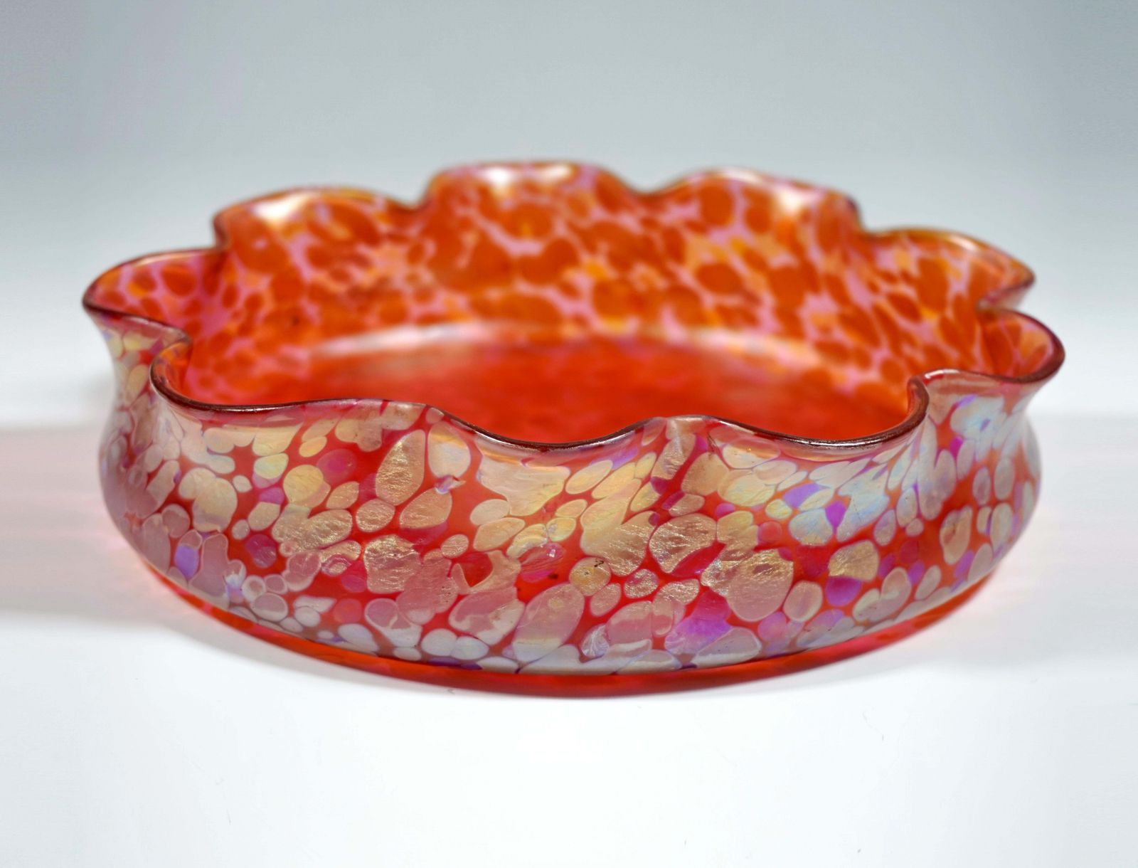 Loetz Art Nouveau Flower Bowl Metallic Red Papillon, Austria Hungary, Ca 1900 photo furniture