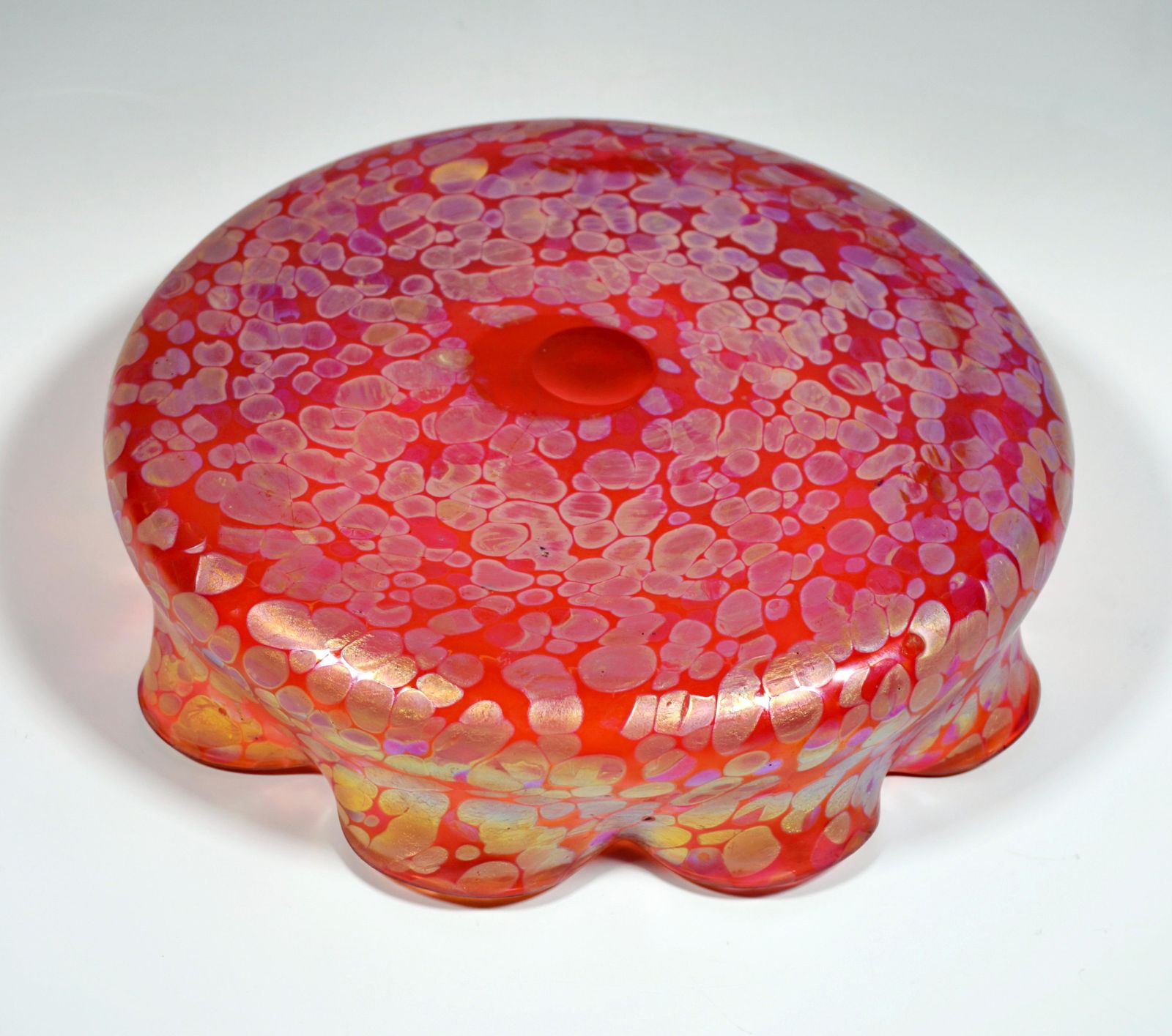 Loetz Art Nouveau Flower Bowl Metallic Red Papillon, Austria Hungary, Ca 1900 photo 1492.0