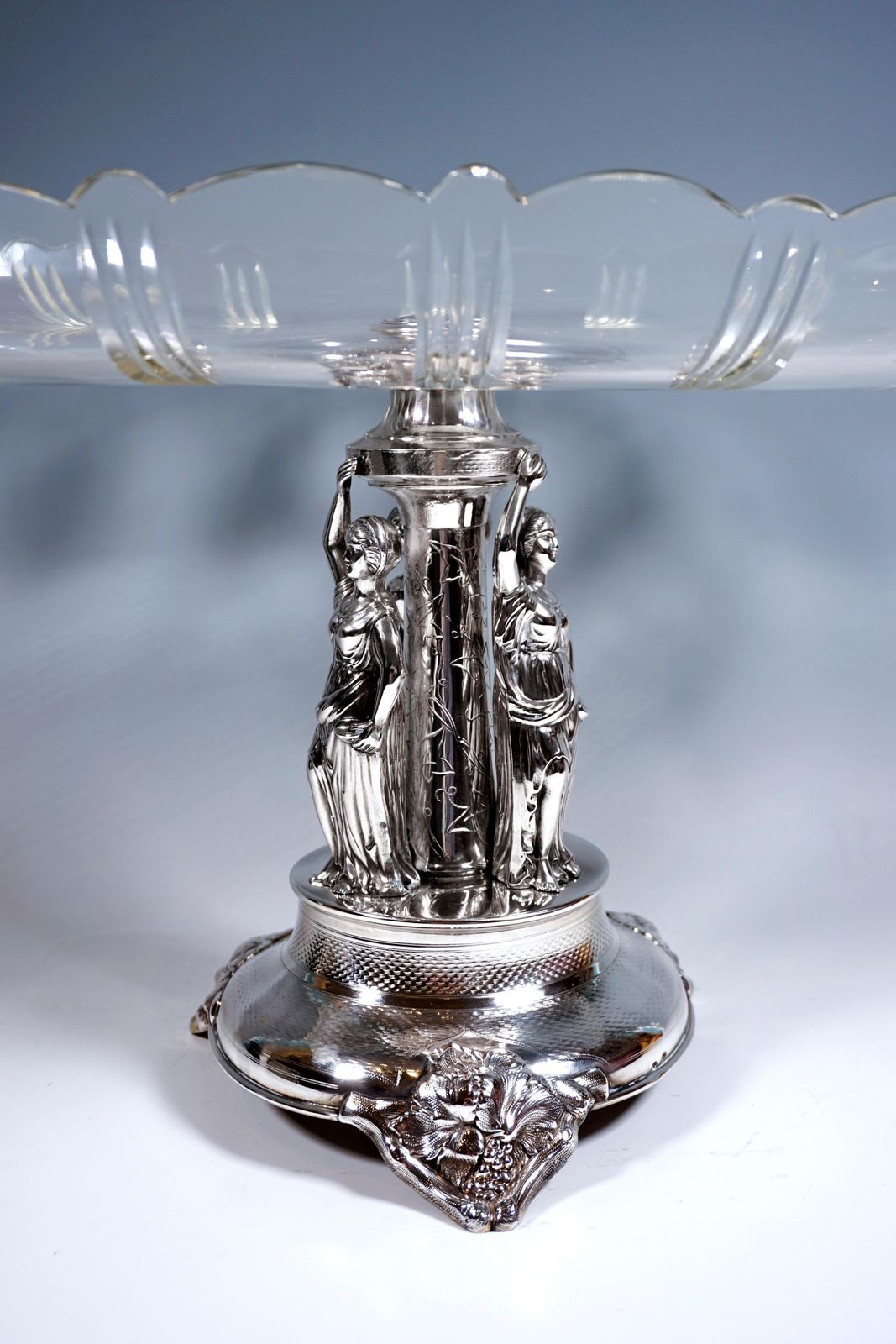 Art Nouveau Silver Centerpiece With Karyatides And Glass Bowl, Vienna, Ca 1900 photo Home Decor