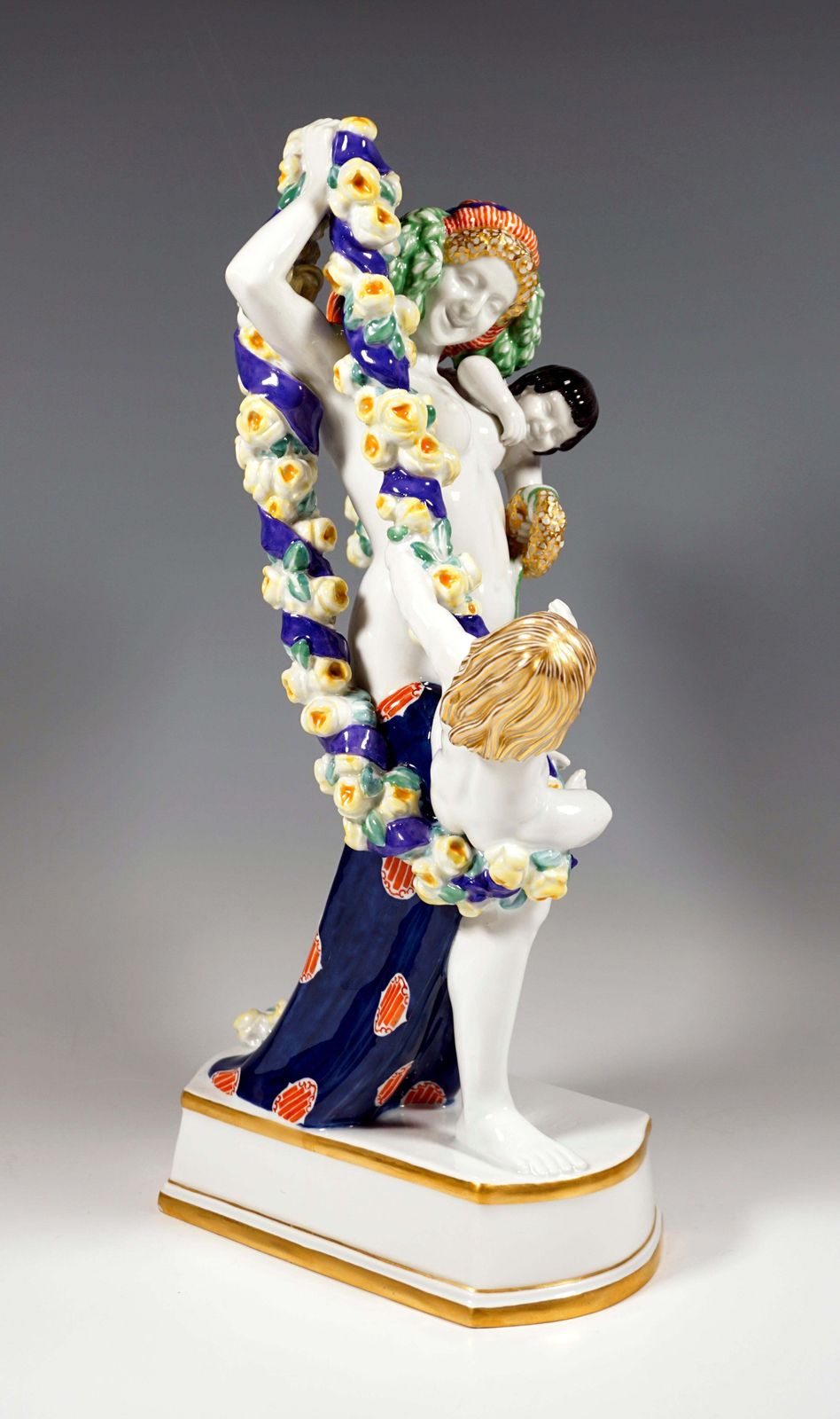 Large Meissen Art Nouveau Figure, Flora With Cupids, By Emmerich Oehler, Ca 1913 photo for sale