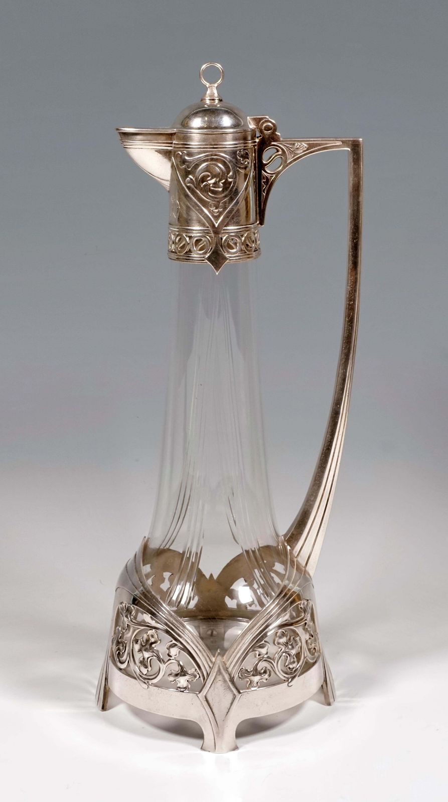 Art Nouveau Glass Decanter With Silver Plated Mount, Wmf, Germany, 1903 1910 photo furniture