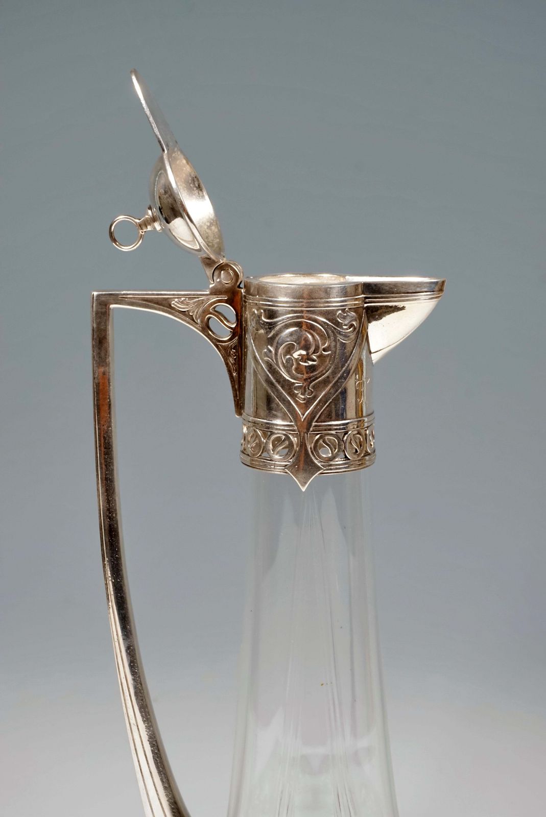 Art Nouveau Glass Decanter With Silver Plated Mount, Wmf, Germany, 1903 1910 photo 1199.0