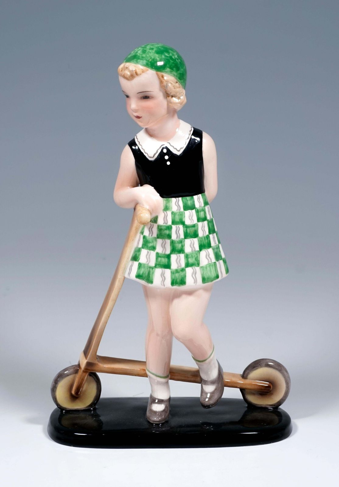 Goldscheider Art Déco Figure, 'Triton', Girl With Scooter, By Dakon, Around 1936 photo furniture