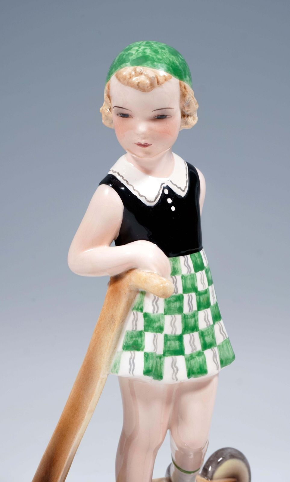 Goldscheider Art Déco Figure, 'Triton', Girl With Scooter, By Dakon, Around 1936 photo vinterior