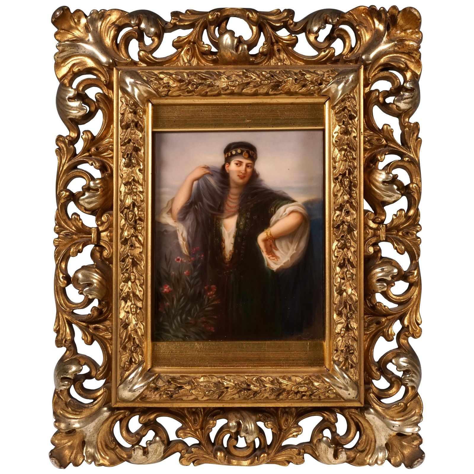 Kpm Berlin Porcelain Picture Plaque Portrait Of A Girl With Veil, Ca 1830
