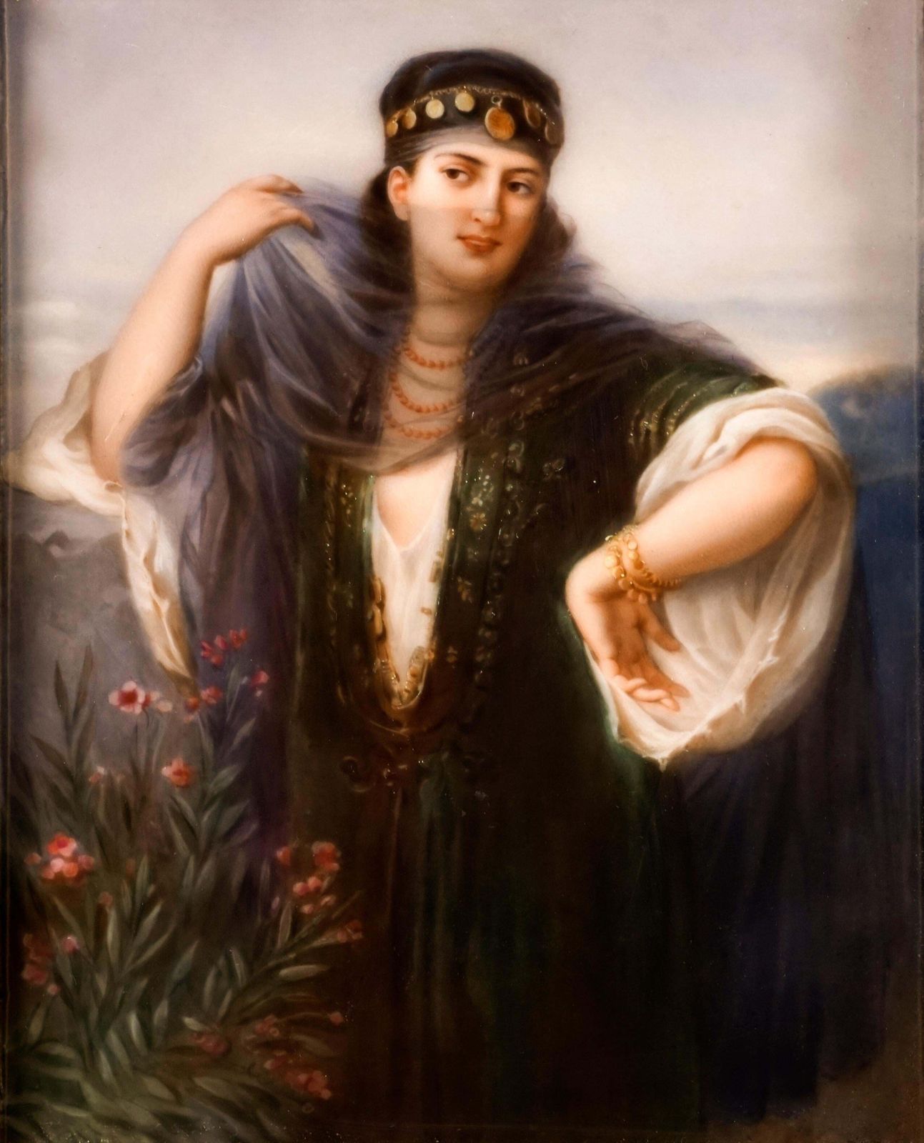 Kpm Berlin Porcelain Picture Plaque Portrait Of A Girl With Veil, Ca 1830 photo 3197.0