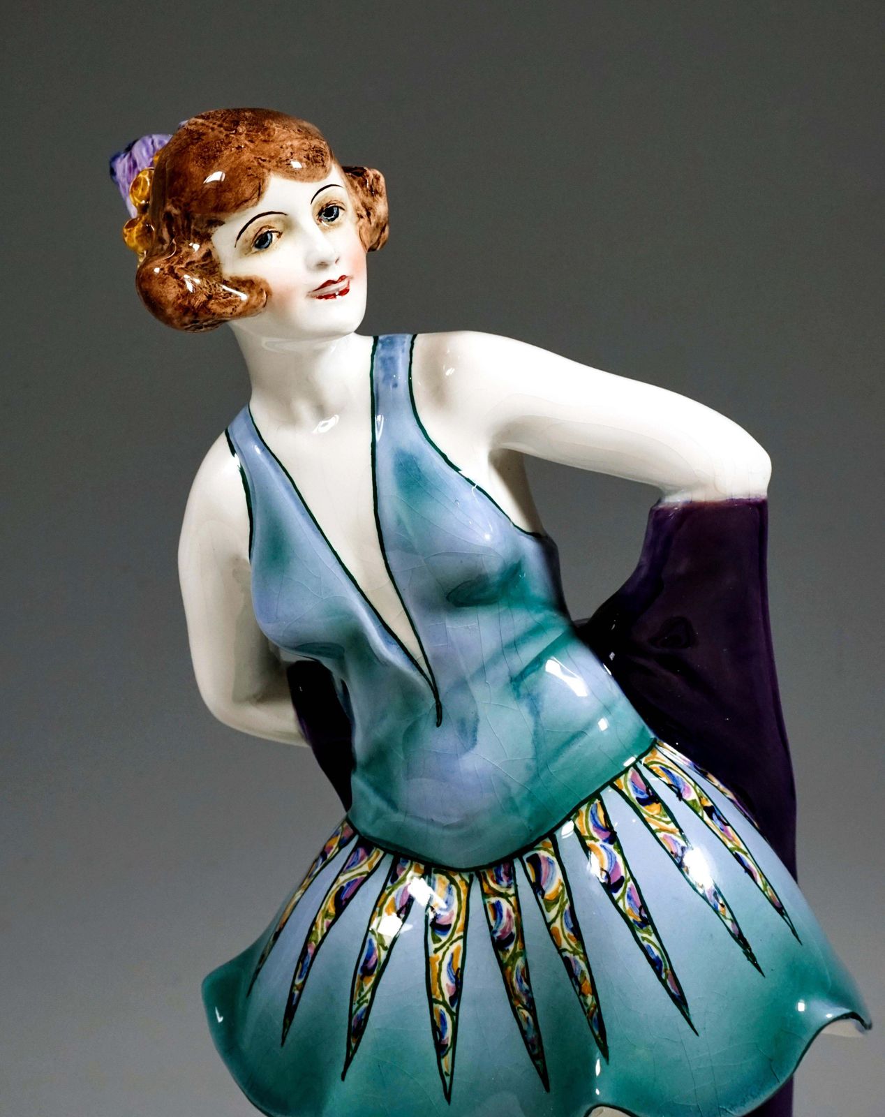 Goldscheider Art Deco Figure Standing Dancer With Headdress By Wilhelm Thomasch photo 2842.0