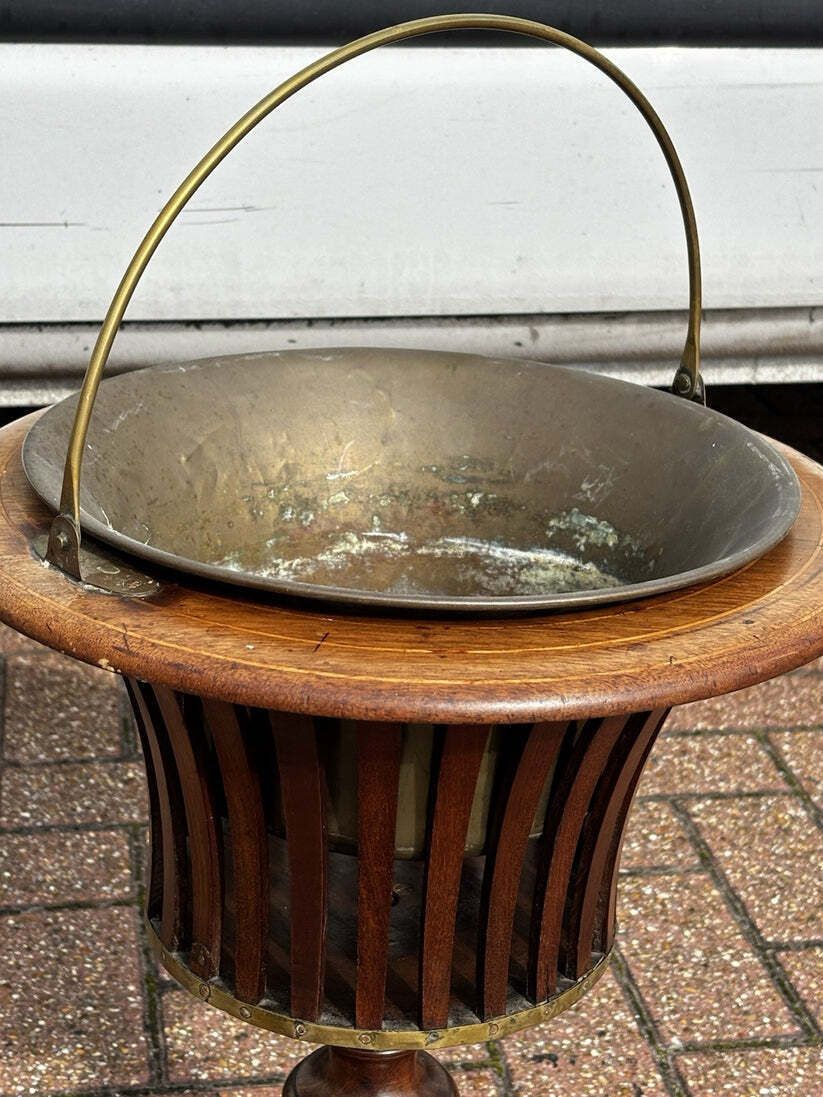 Victorian Walnut Peat Bucket, Coal / Kindling. photo 432.0