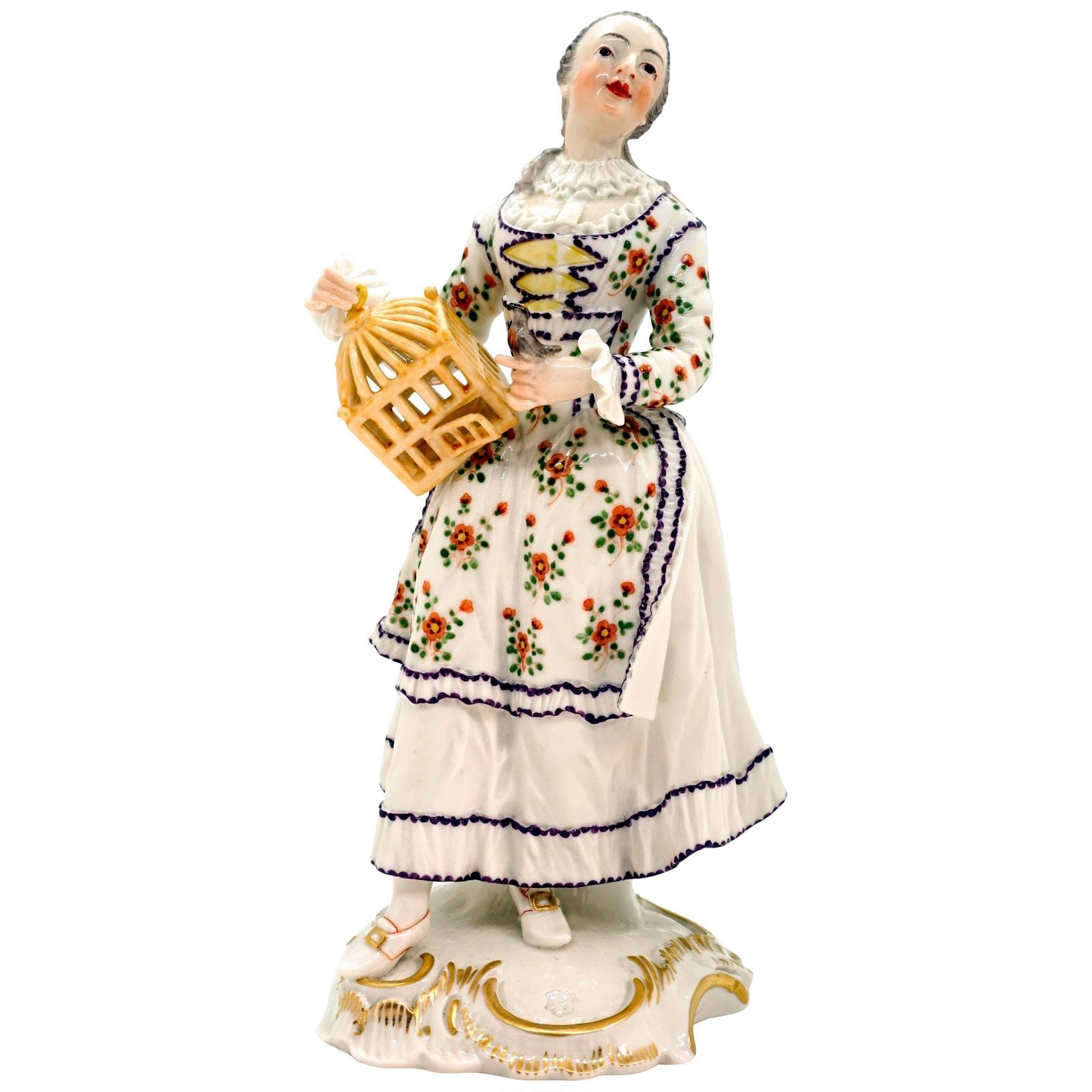 Nymphenburg Frankenthal Figurine 'Lady With Bird Cage' By Johann Friedrich Lück