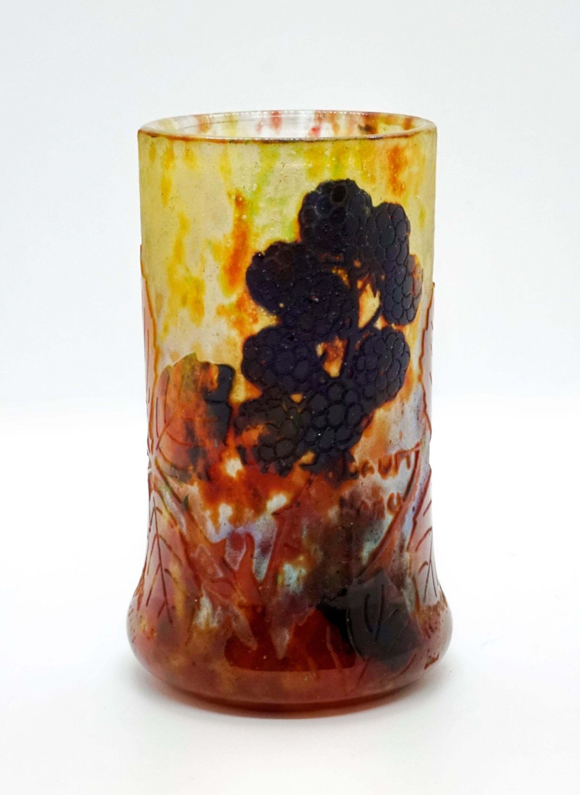 Art Nouveau Cameo Vase With Blackberry Decor, Daum Nancy, France, 1900 1905 photo furniture