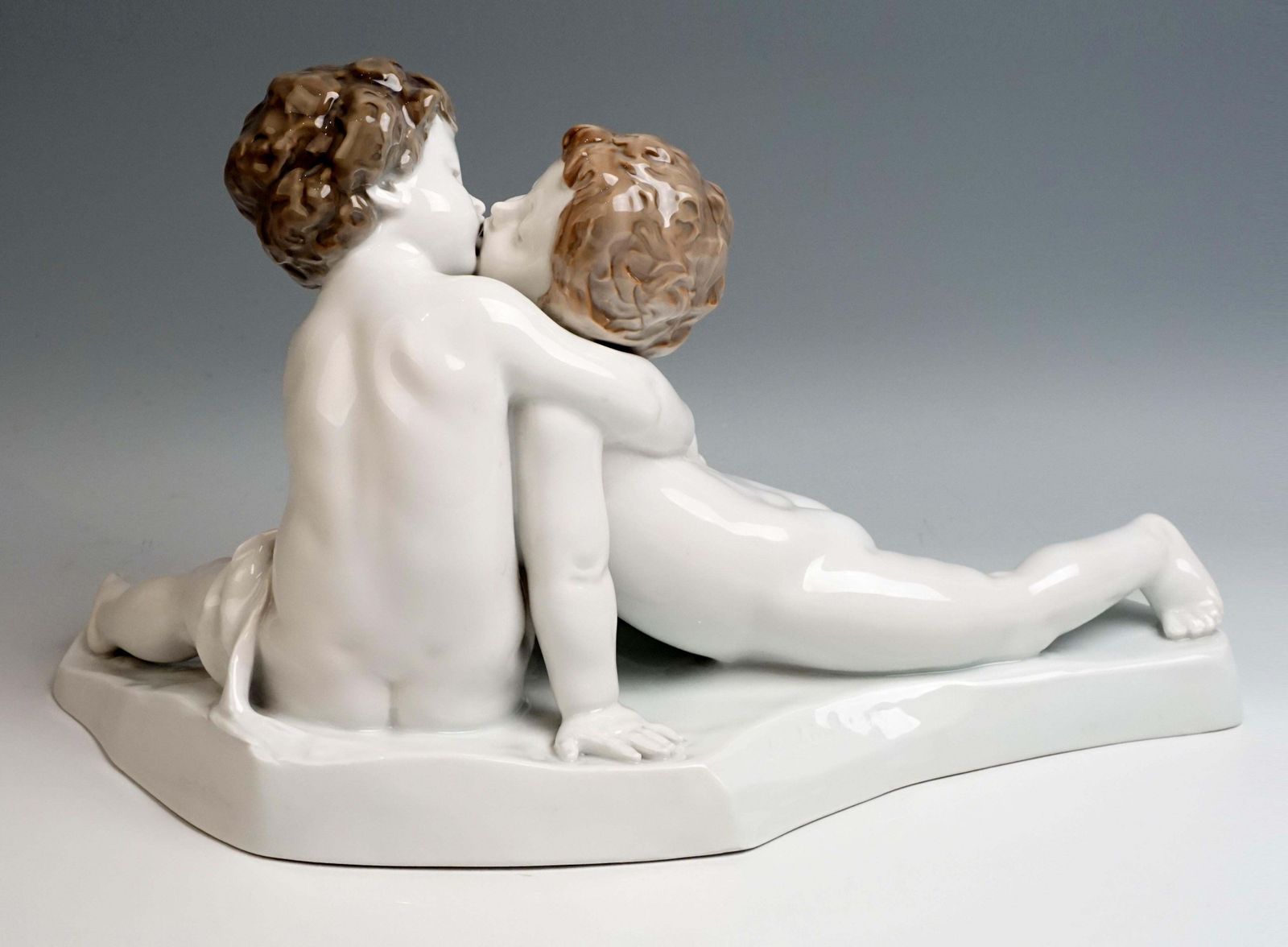 Large Art Deco Figure Group 'Young Love' By J. Limburg Rosenthal, Germany photo Art