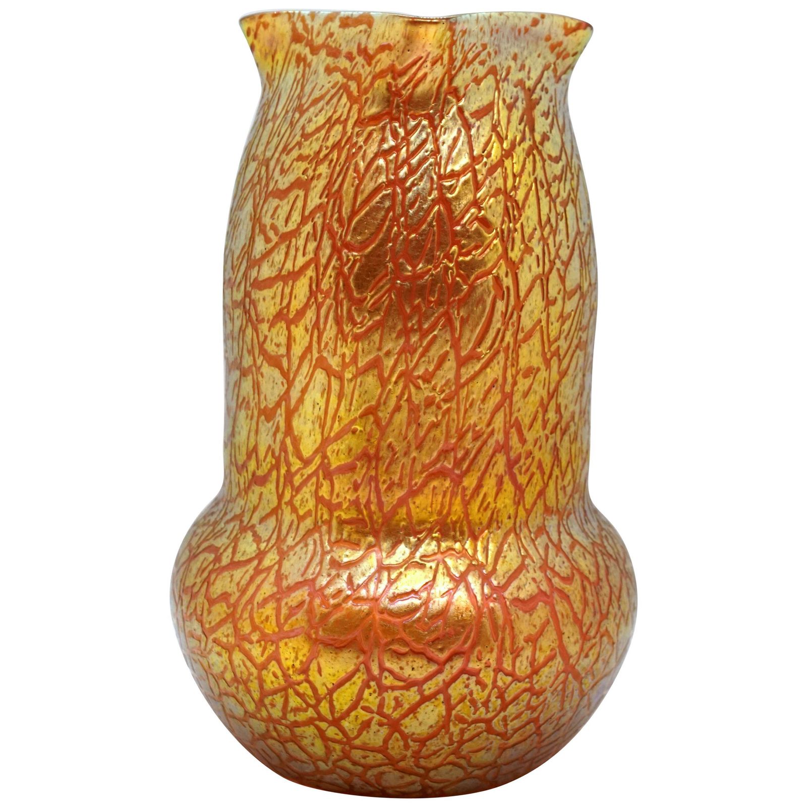 Loetz Art Nouveau Vase Phenomenon Pink Mimosa With Silvery Yellow Craquelé