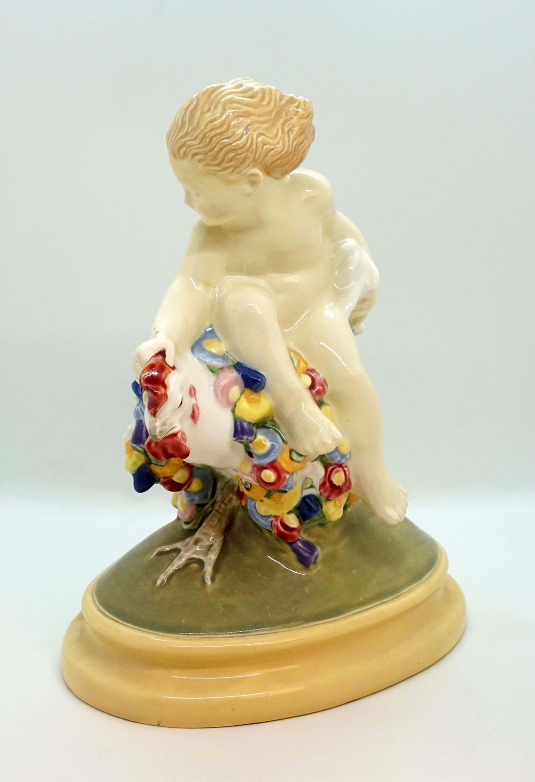 Vienna Art Ceramics Art Nouveau Figure Putto Riding On A Cock By Doblinger, 1910 photo furniture