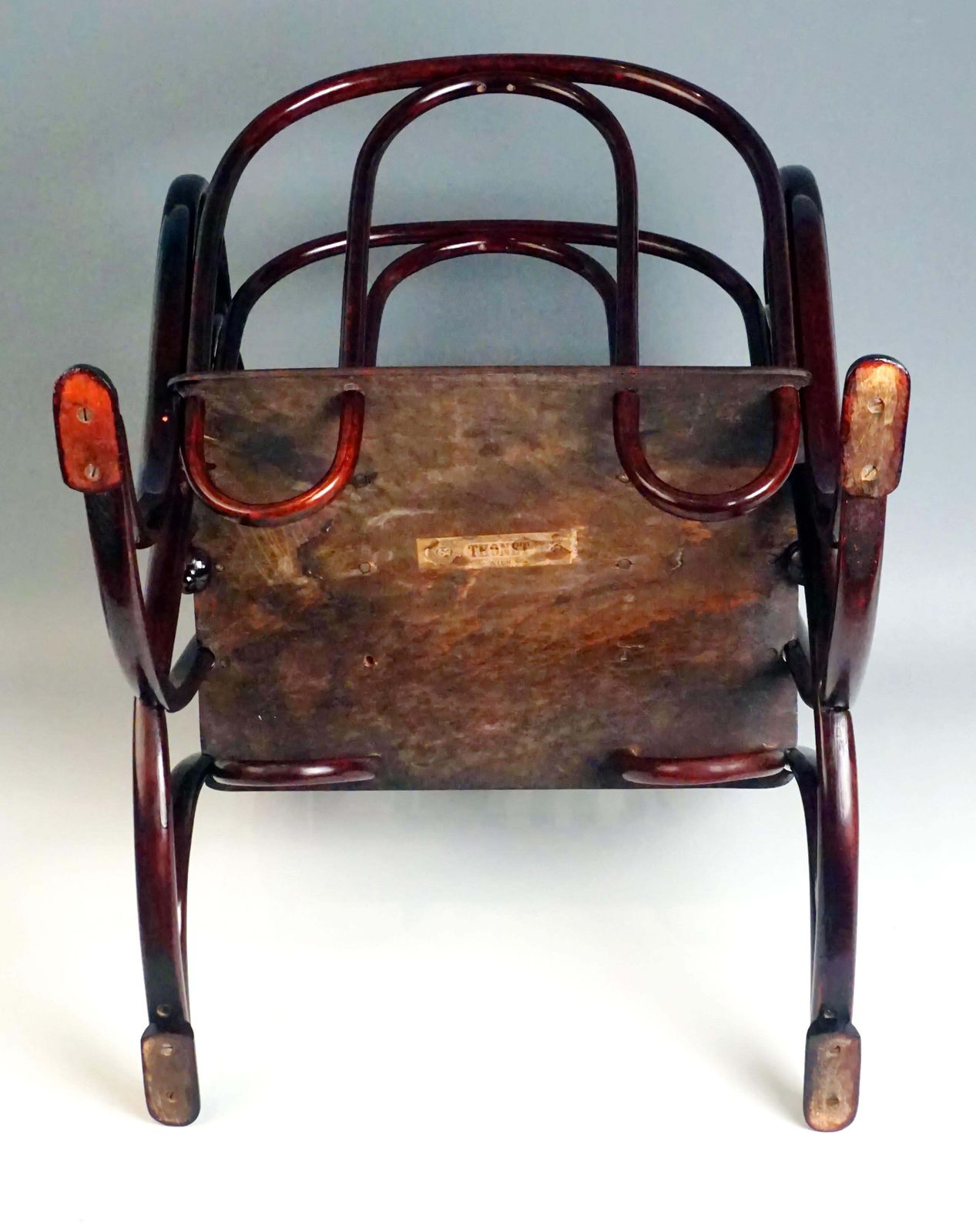 Thonet Magazine Rack Beechwood Mahogany Stained Model 11801, Circa 1904 photo vinterior